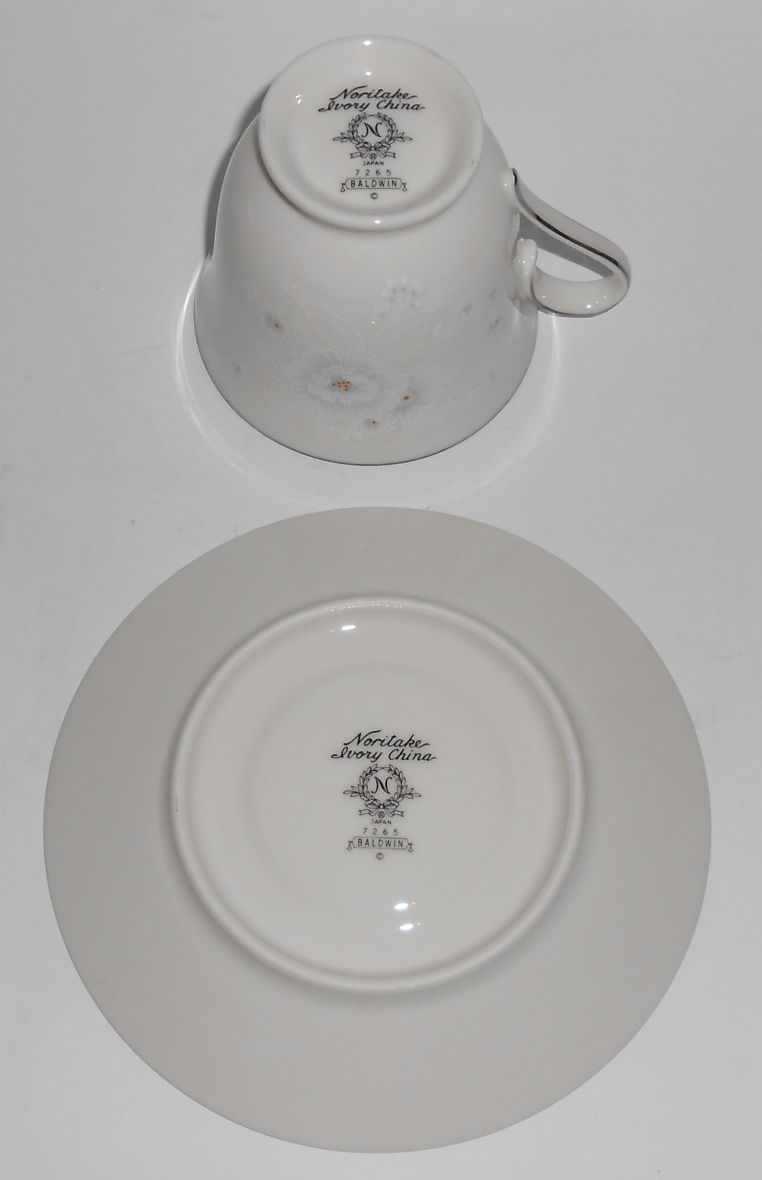Noritake China Porcelain Platinum 7265 Baldwin Cup & Sa
