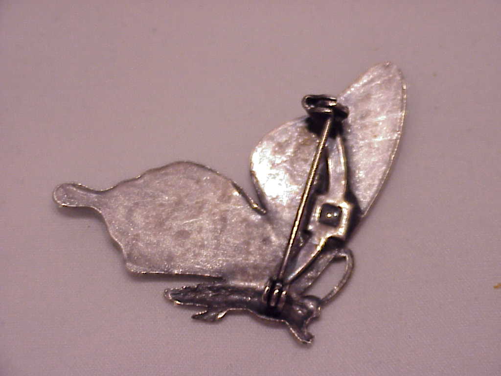 Enamel And Rhinestone Butterfly Brooch