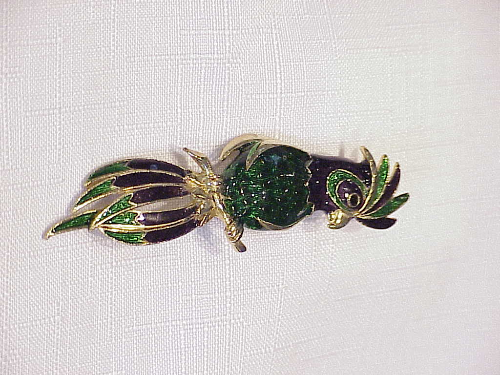 Dark Blue And Green Enamel Parrot Bird Brooch No 20254