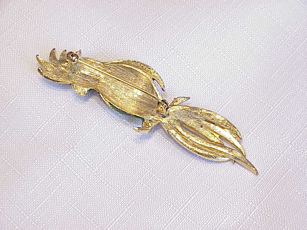 Dark Blue And Green Enamel Parrot Bird Brooch No 20254