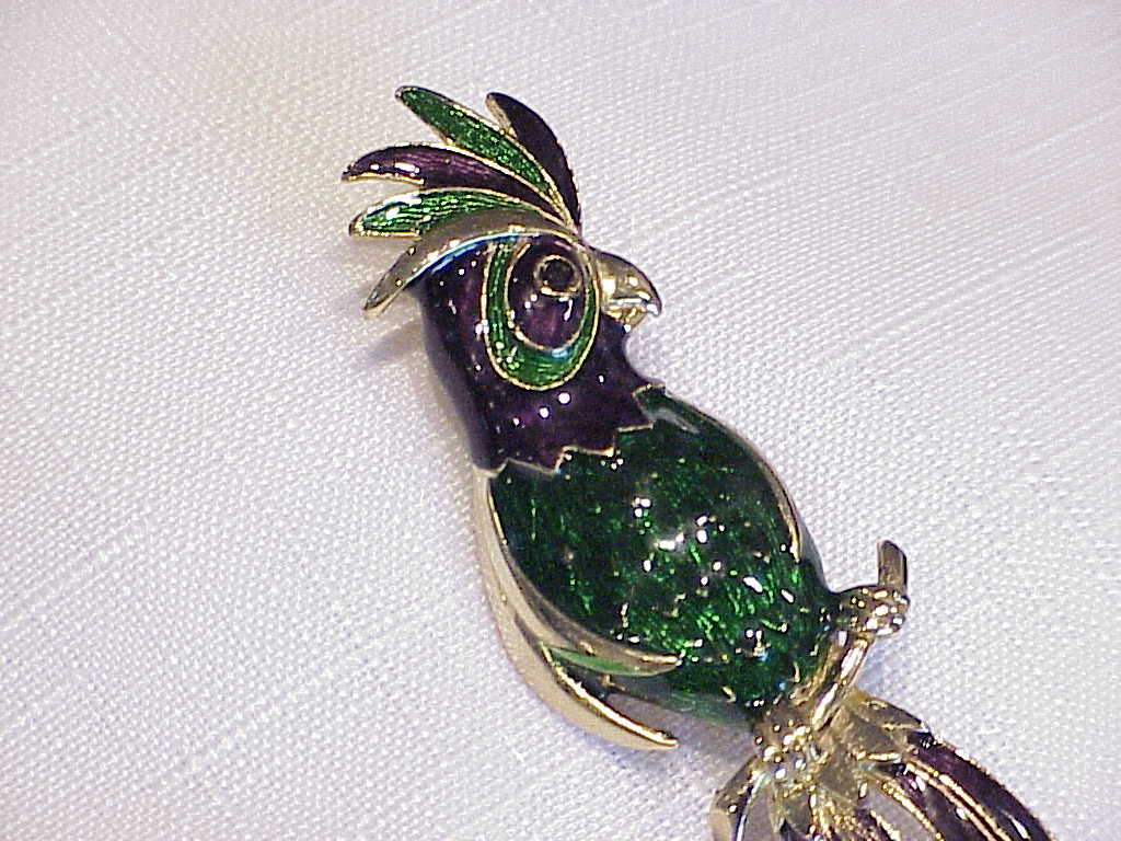 Dark Blue And Green Enamel Parrot Bird Brooch No 20254