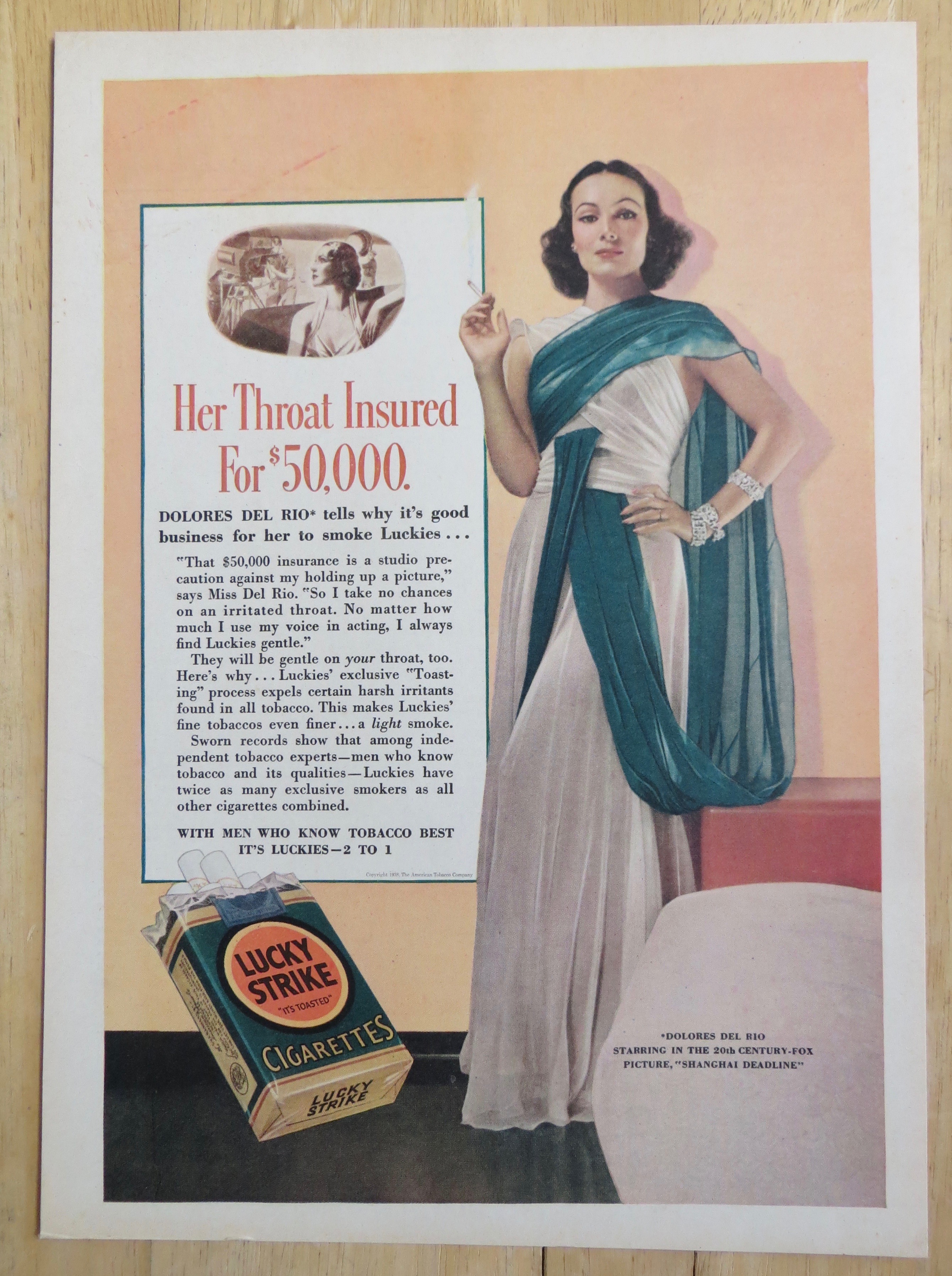 1938 Lucky Strike Cigarettes with Dolores Del Rio