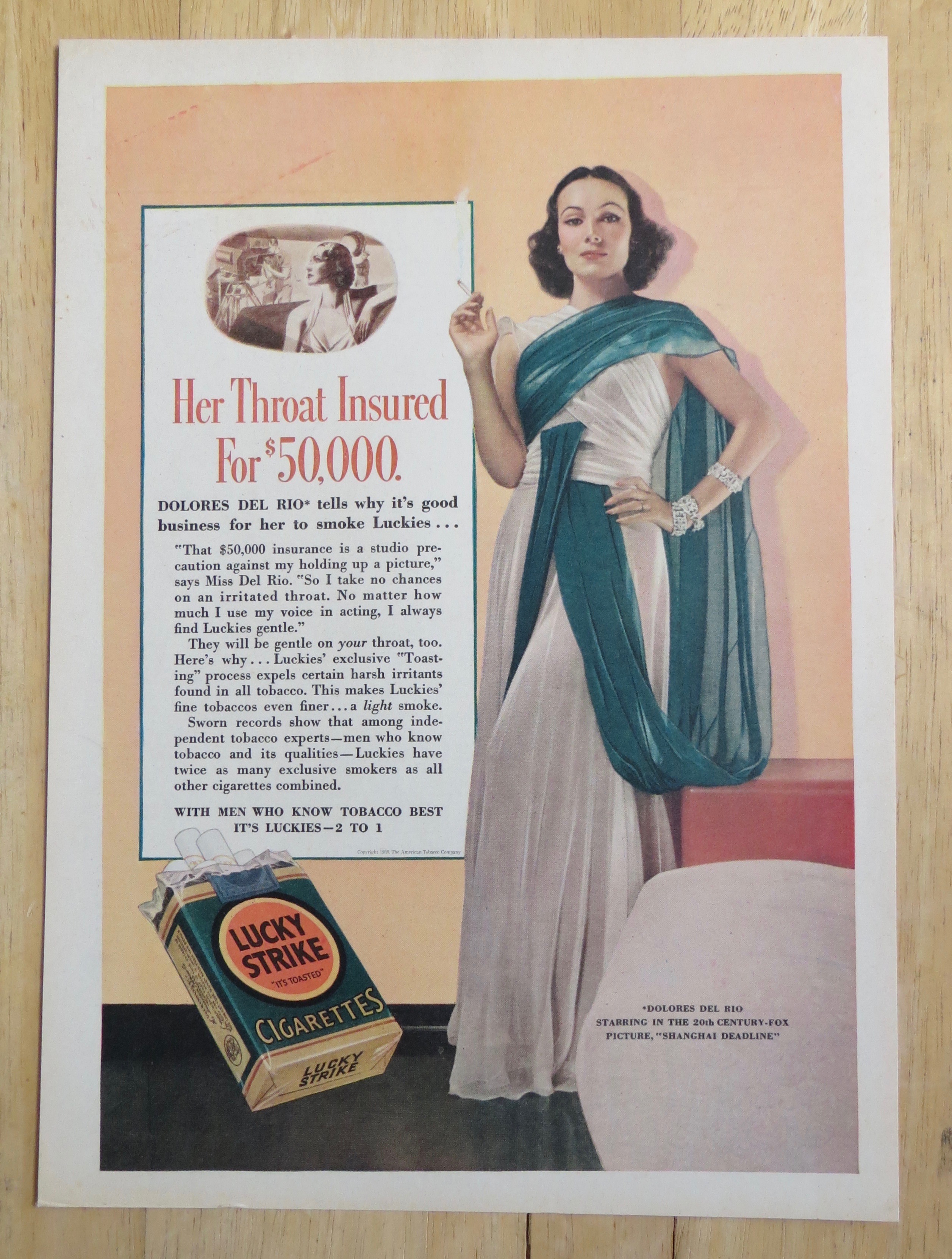 1938 Lucky Strike Cigarettes with Dolores Del Rio