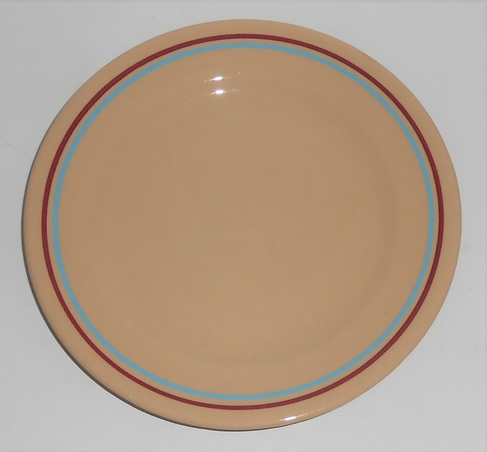 Tepco Restaurant Ware China Red & Blue Bands 7'' Plate
