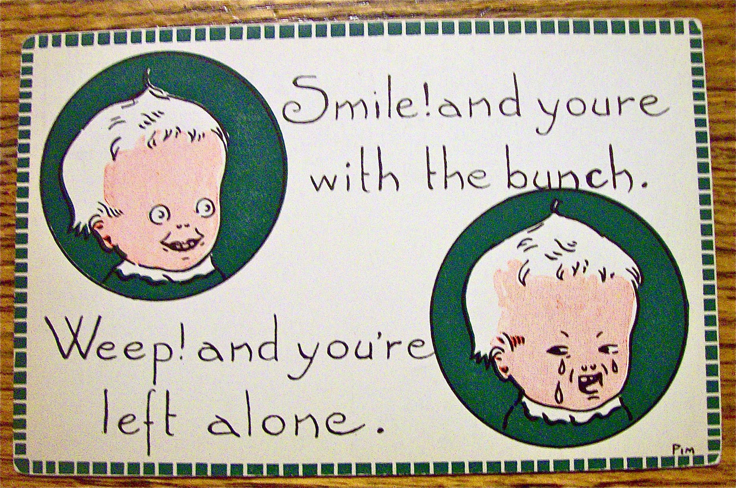 One Baby Smiling And Another Baby Crying Postcard