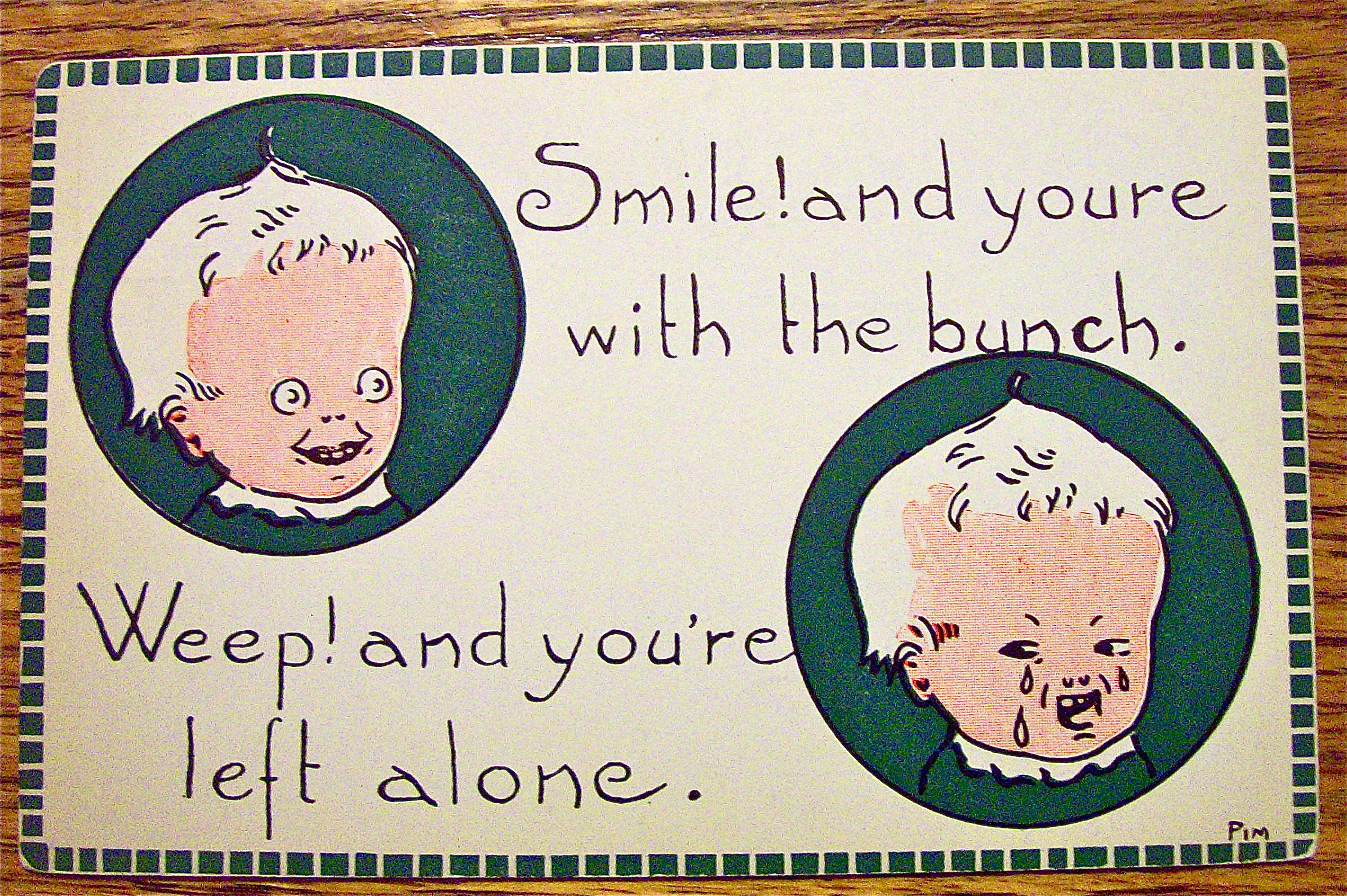 One Baby Smiling And Another Baby Crying Postcard