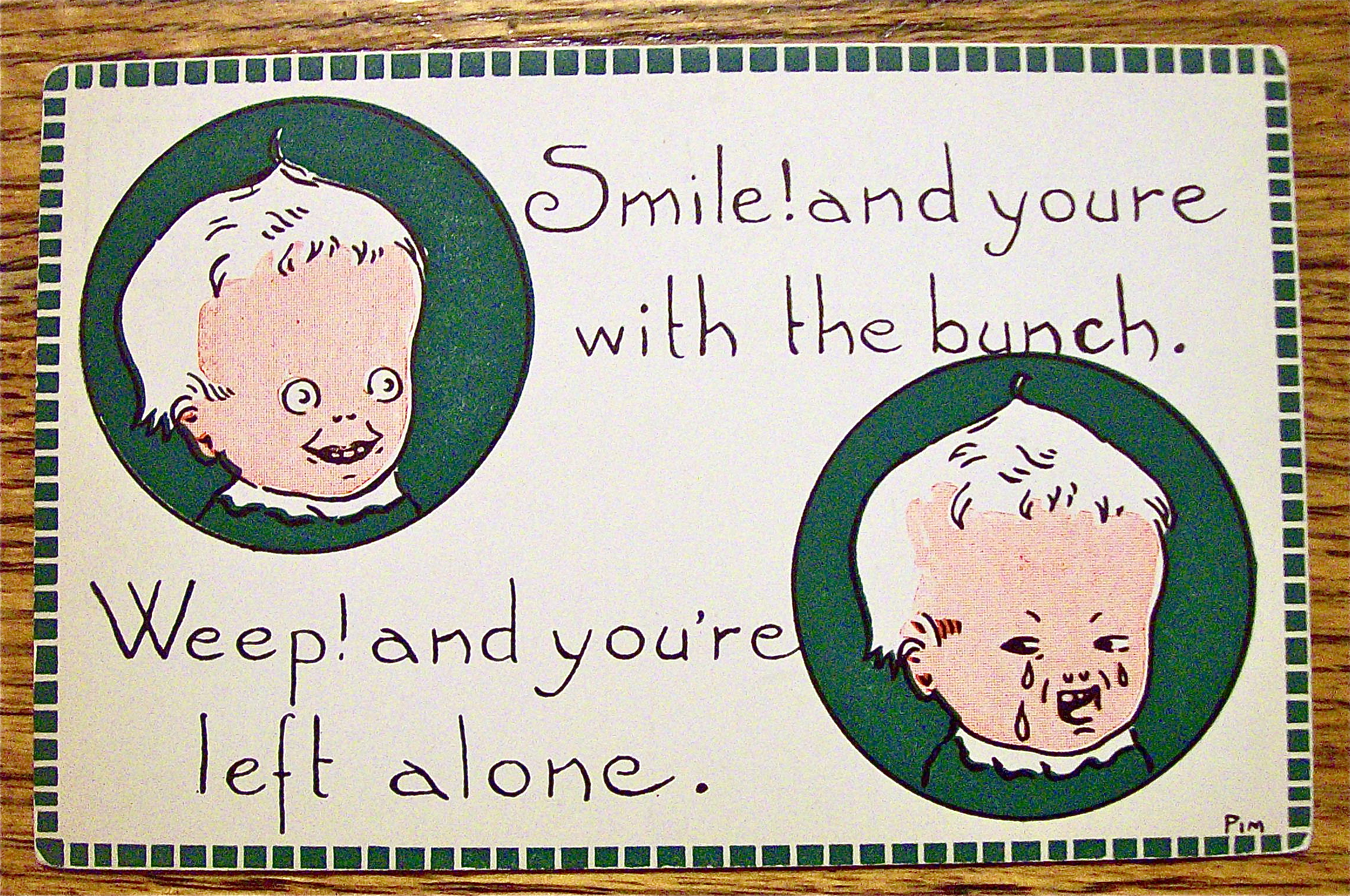 One Baby Smiling And Another Baby Crying Postcard