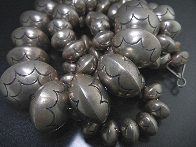 Native American Sterling Silver Beads 60s 208 Grams Sig