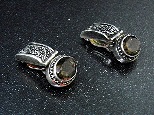 Lori Bonn Sterling Silver Smoky Topaz Clip Earrings