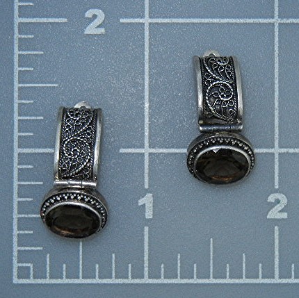 Lori Bonn Sterling Silver Smoky Topaz Clip Earrings