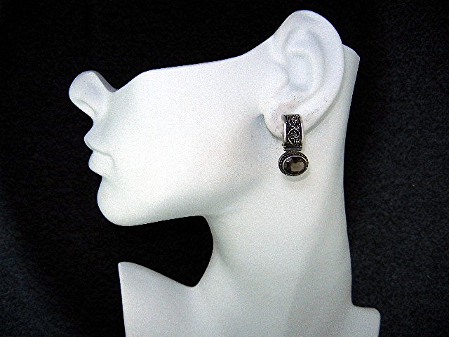 Lori Bonn Sterling Silver Smoky Topaz Clip Earrings