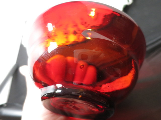 Vintage Viking Glass Ruby Amberina 5 inch bowl