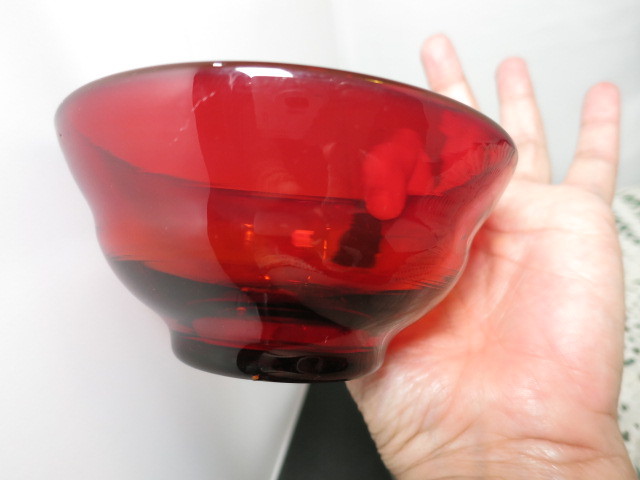 Vintage Viking Glass Ruby Amberina 5 inch bowl