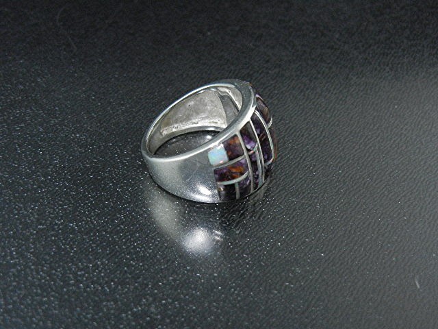 Studio Gl Sterling Silver Sugilite and Opal Inlays Ring