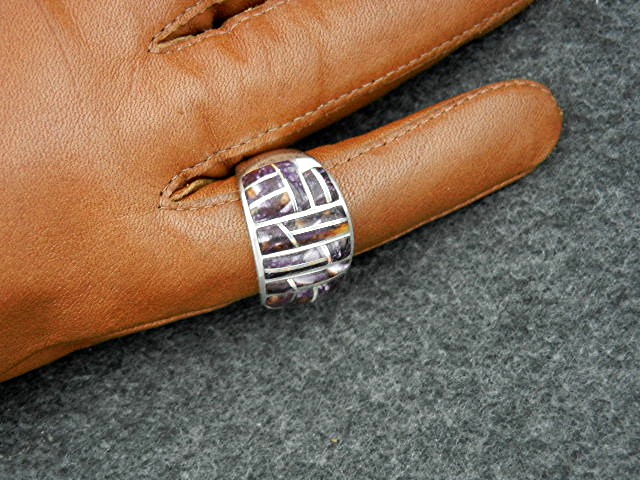 Studio Gl Sterling Silver Sugilite and Opal Inlays Ring
