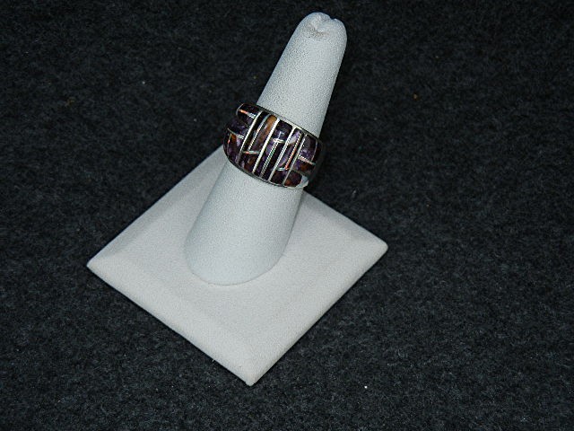Studio Gl Sterling Silver Sugilite and Opal Inlays Ring