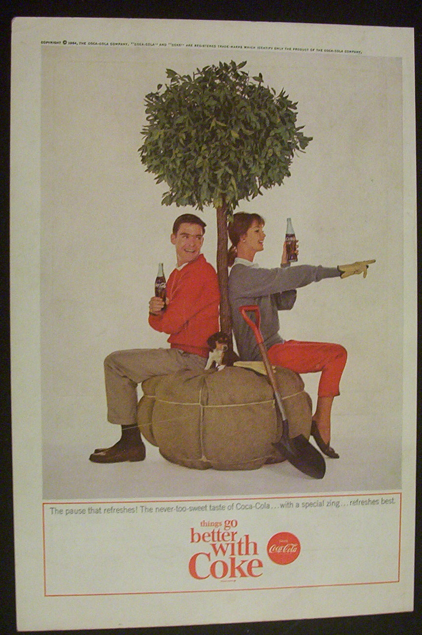 1964 Coca Cola (Coke) with Man & Woman Sitting by Tree