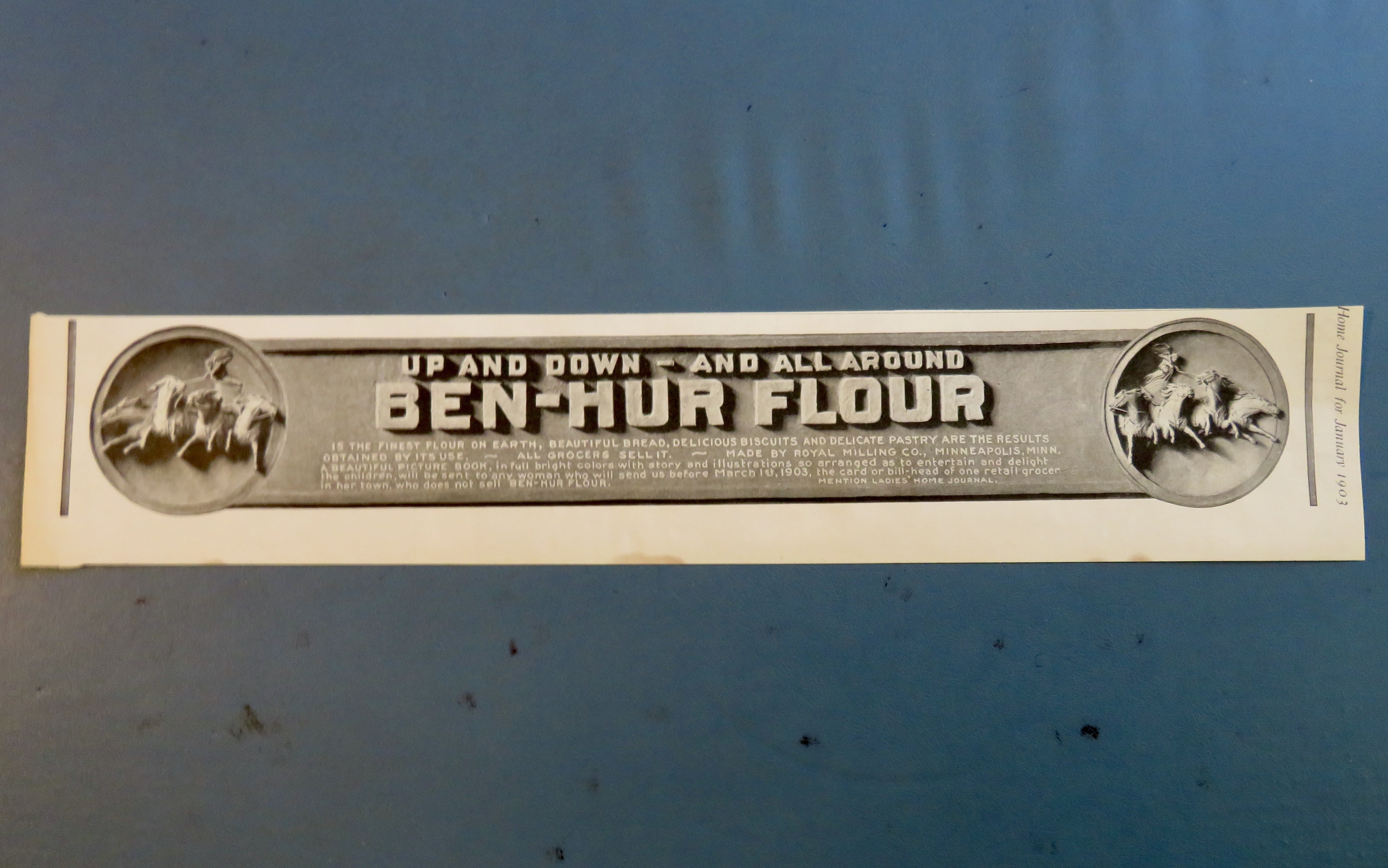 1903 Ben Hur Flour with Man with Horses & Chariot
