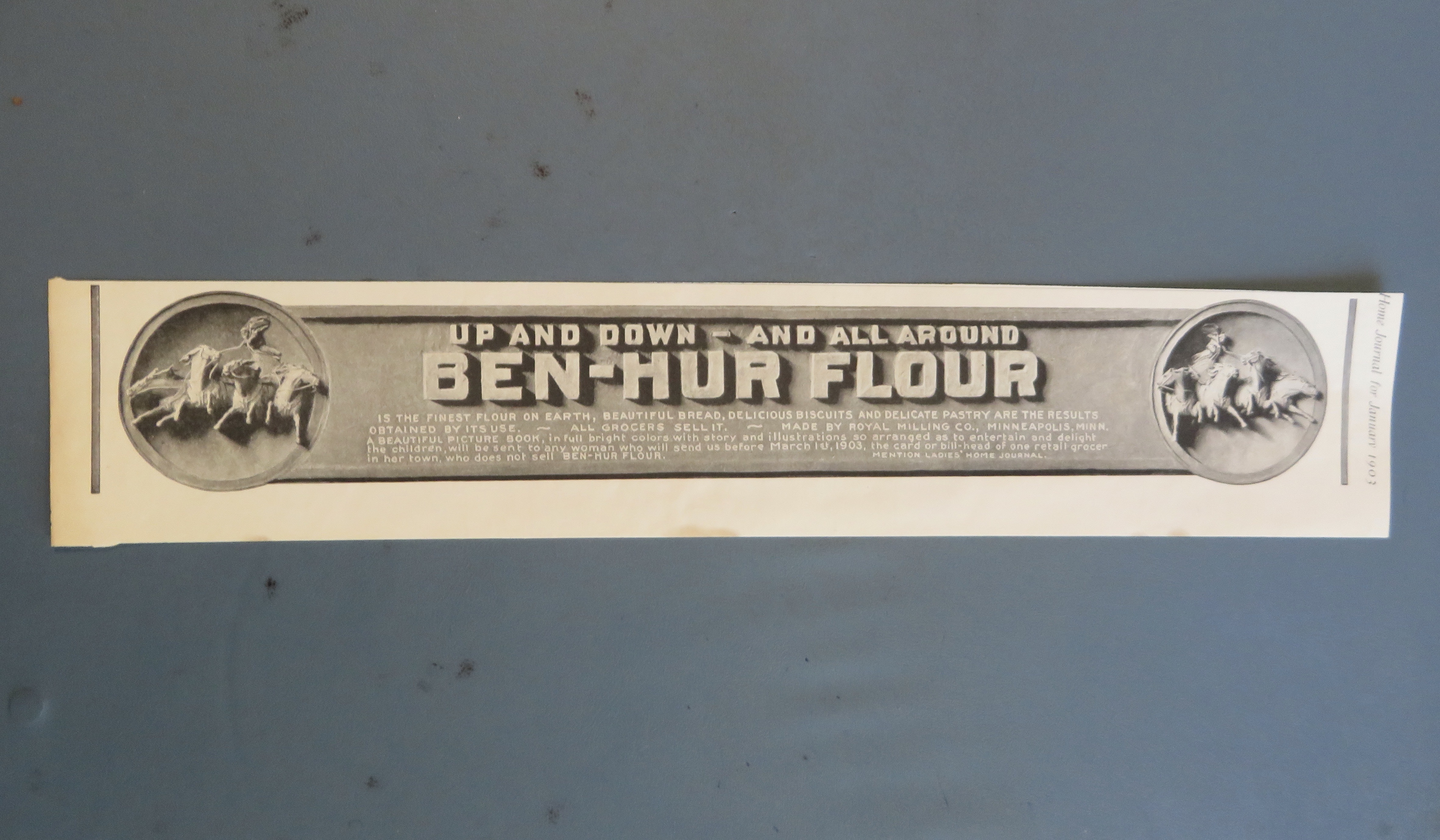 1903 Ben Hur Flour with Man with Horses & Chariot