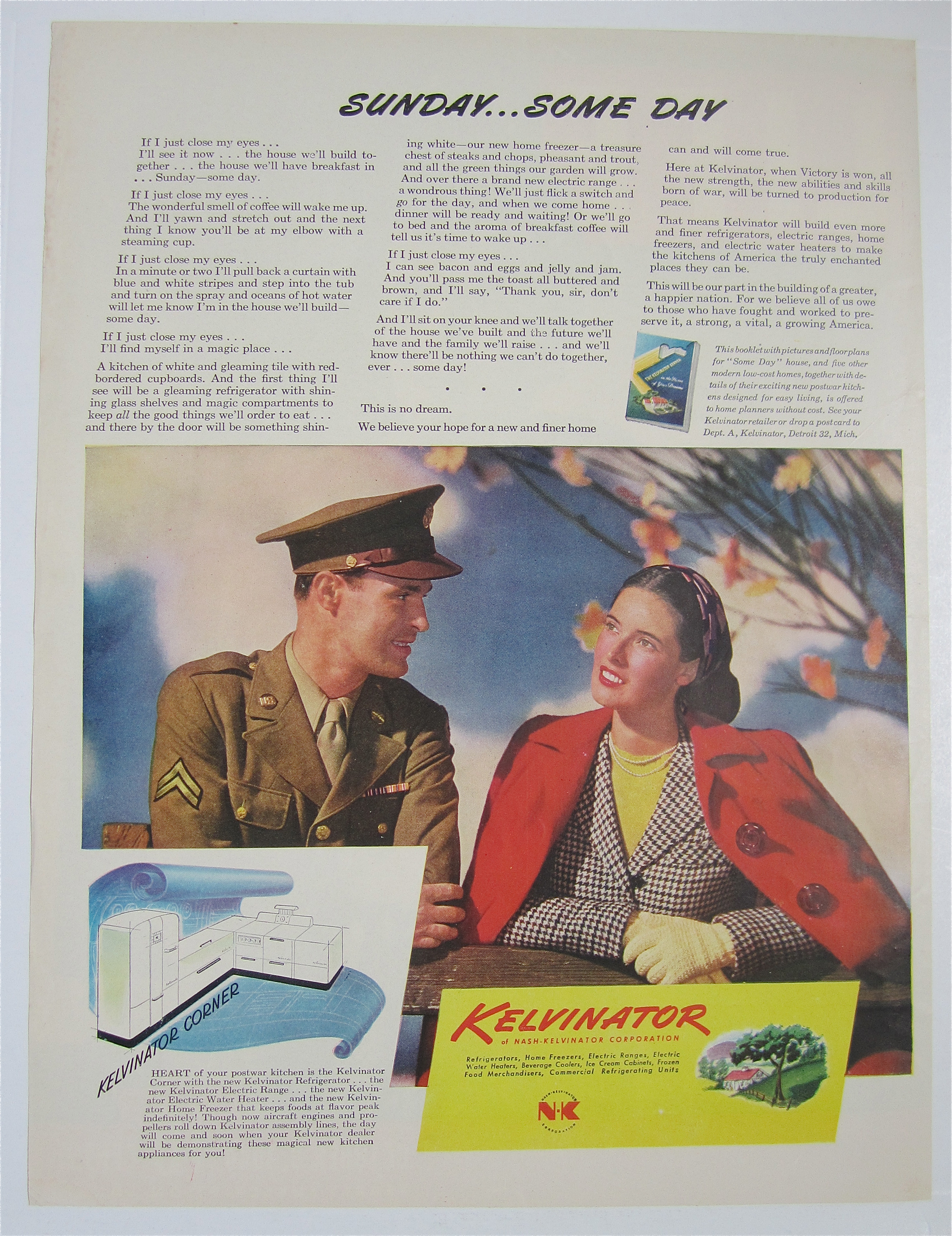 1944 Kelvinator with a Woman & a Soldier Talking