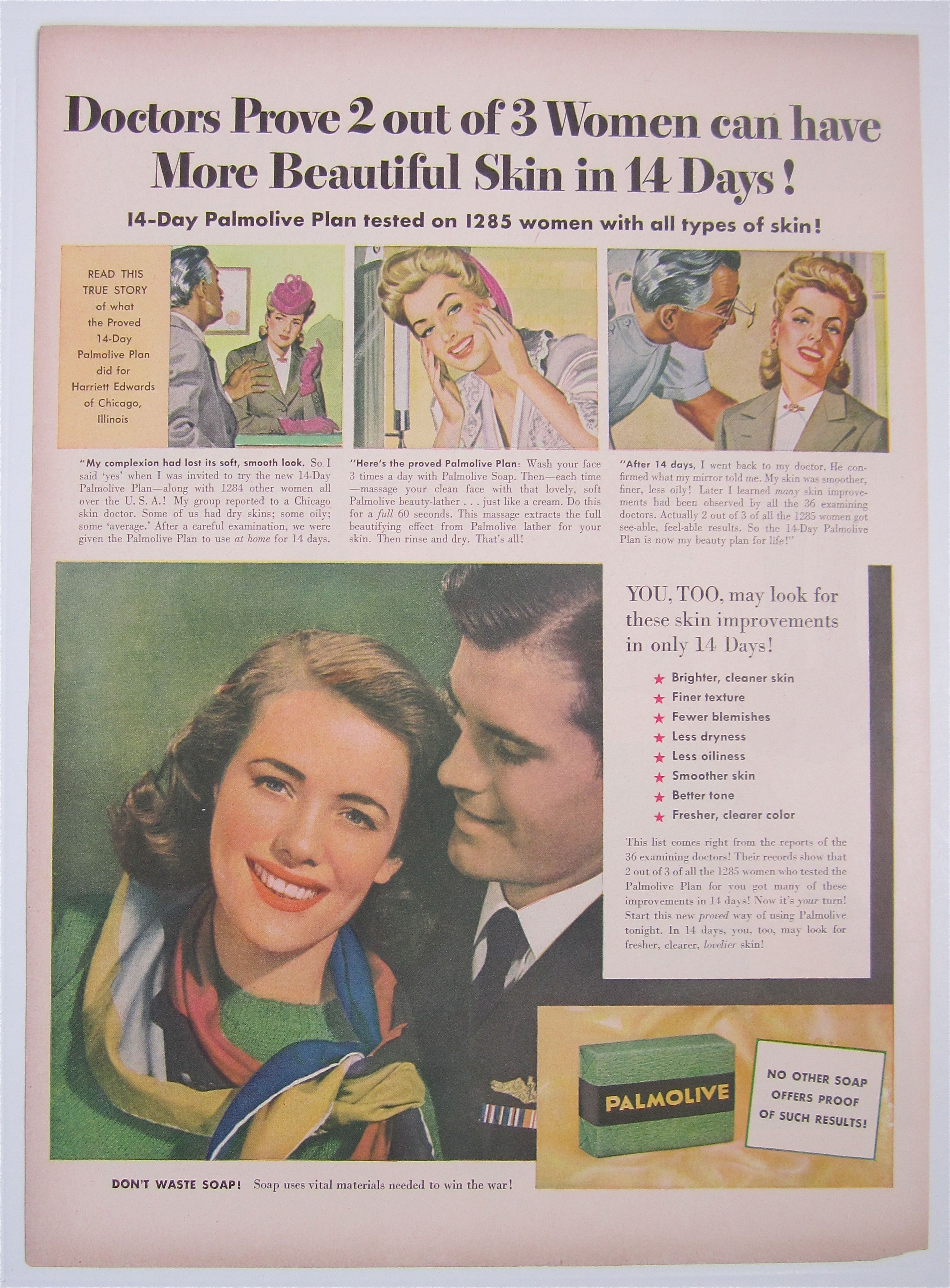 1944 Palmolive Soap with Lovely Woman Smiling