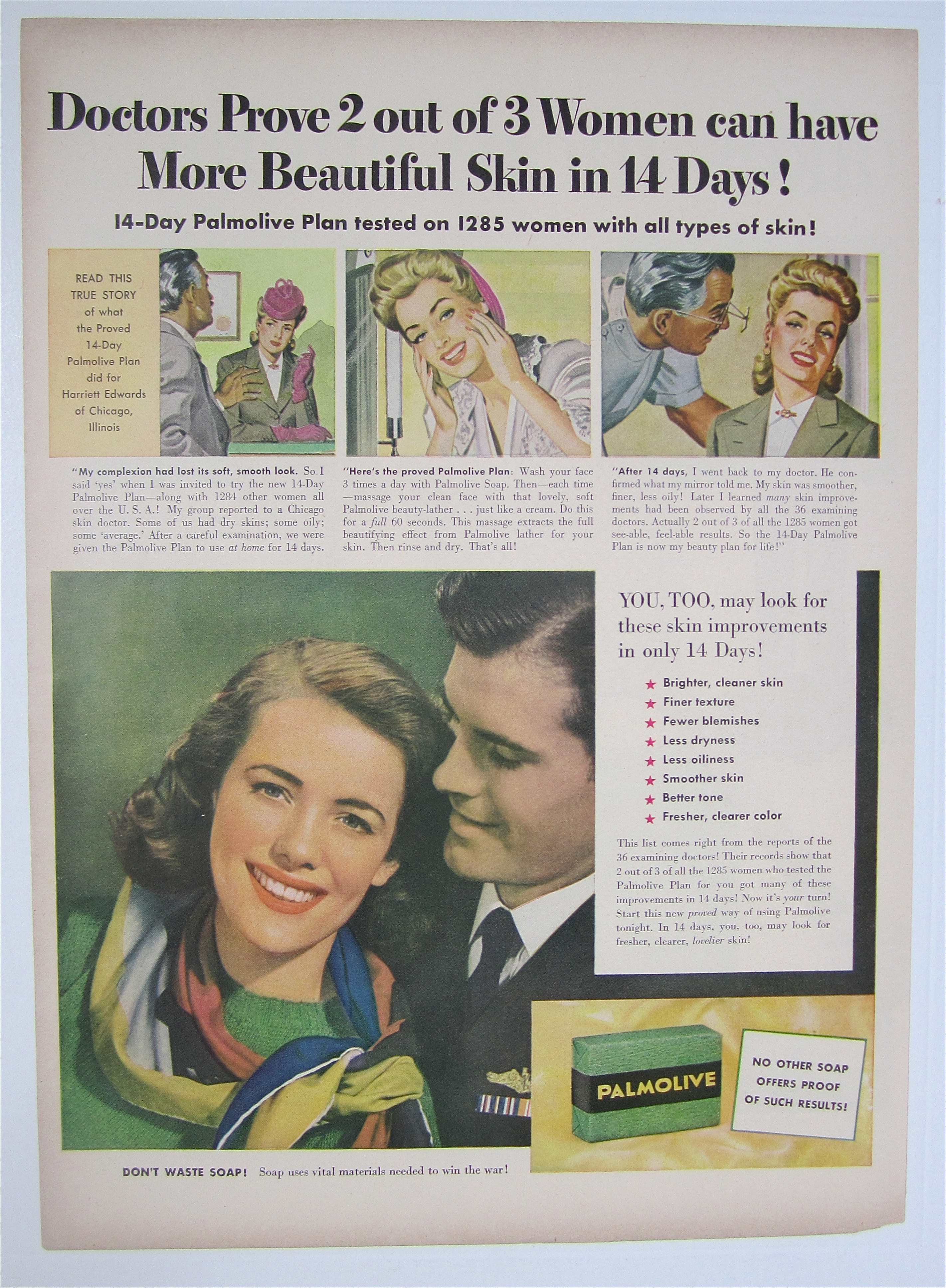 1944 Palmolive Soap with Lovely Woman Smiling