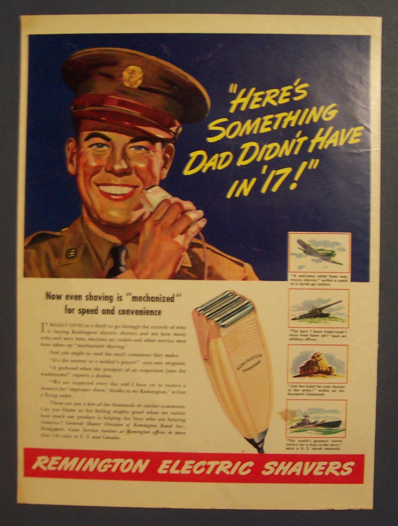 1942 Remington Electric Shaver with a Soldier