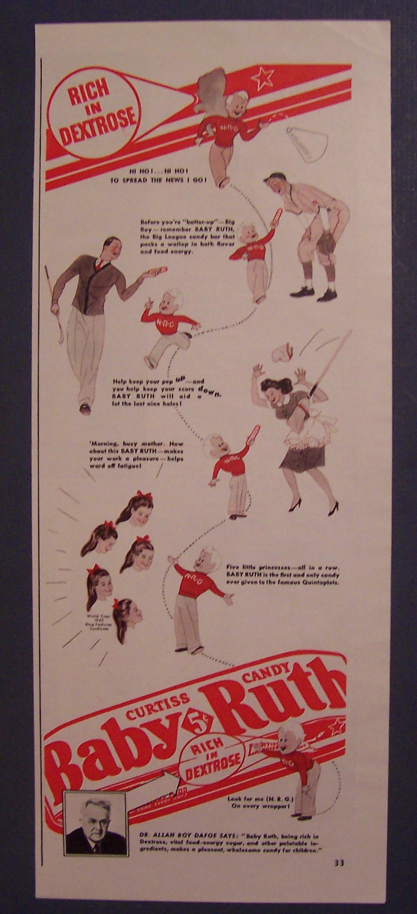 1942 Baby Ruth Candy Bar w/Variety of Different People