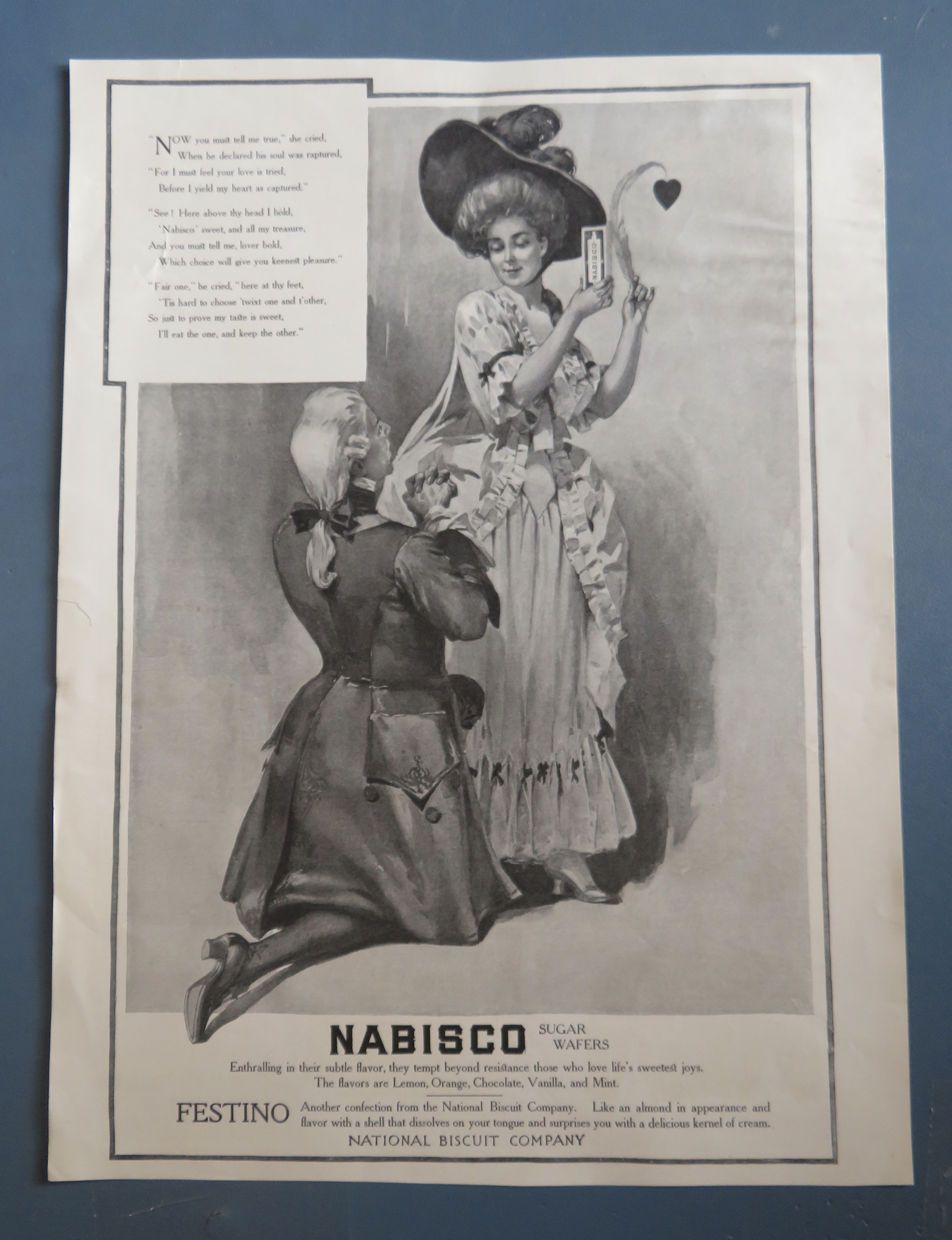 1900's Nabisco Sugar Wafers with Man On Knee For Woman