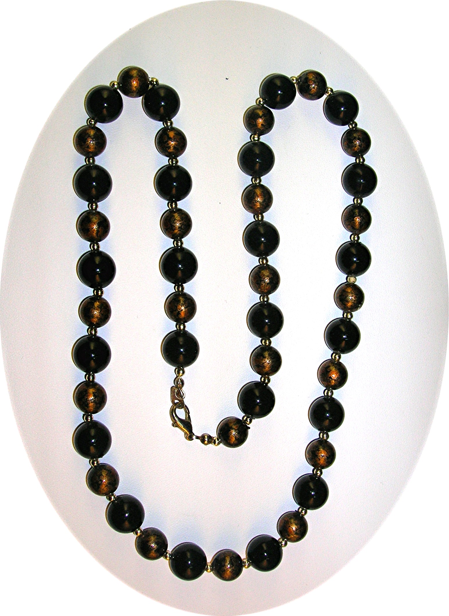 Vintage Black & Gold Plastic Lucite Necklace