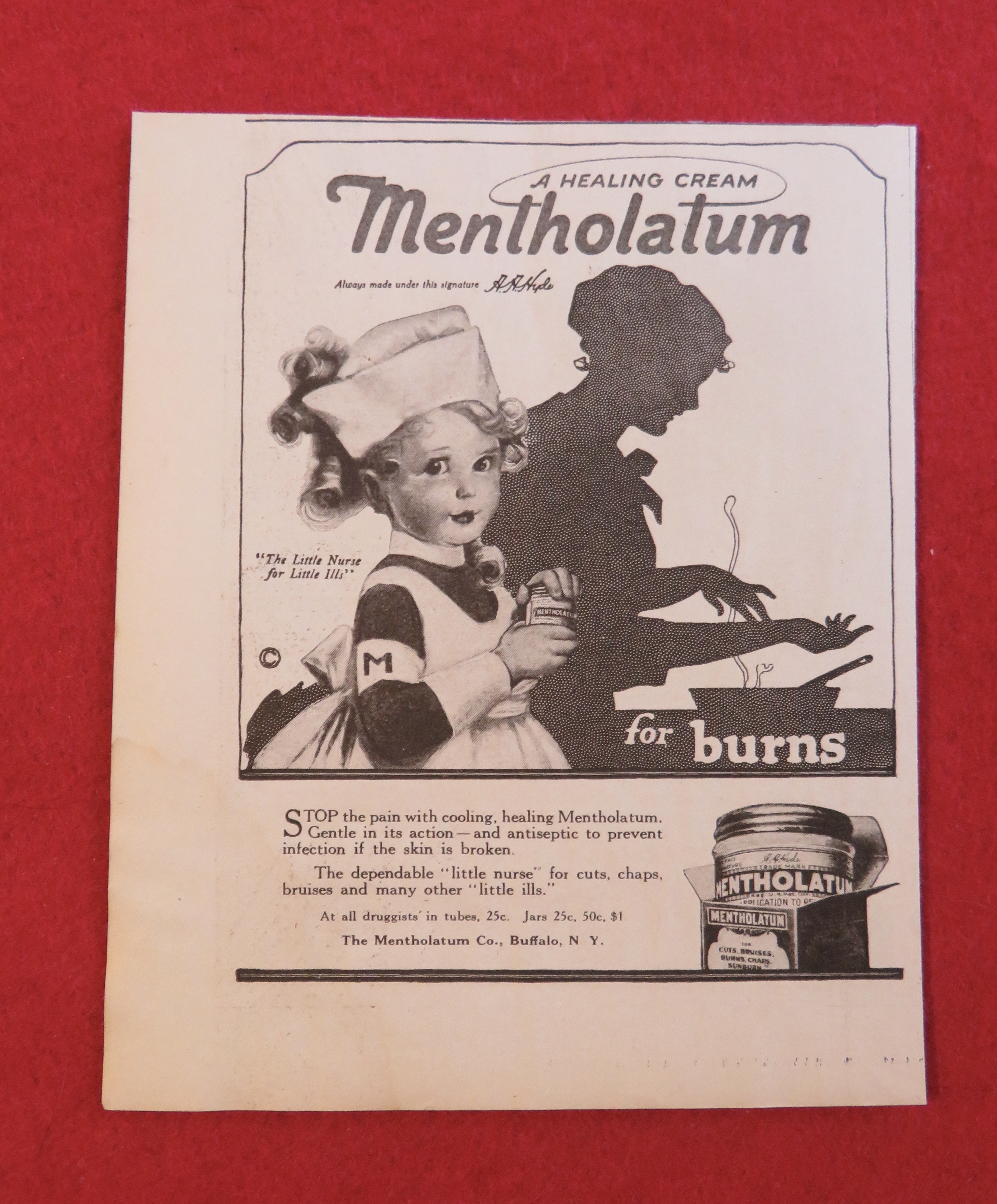 1920 Mentholatum with Little Girl Dressed as a Nurse