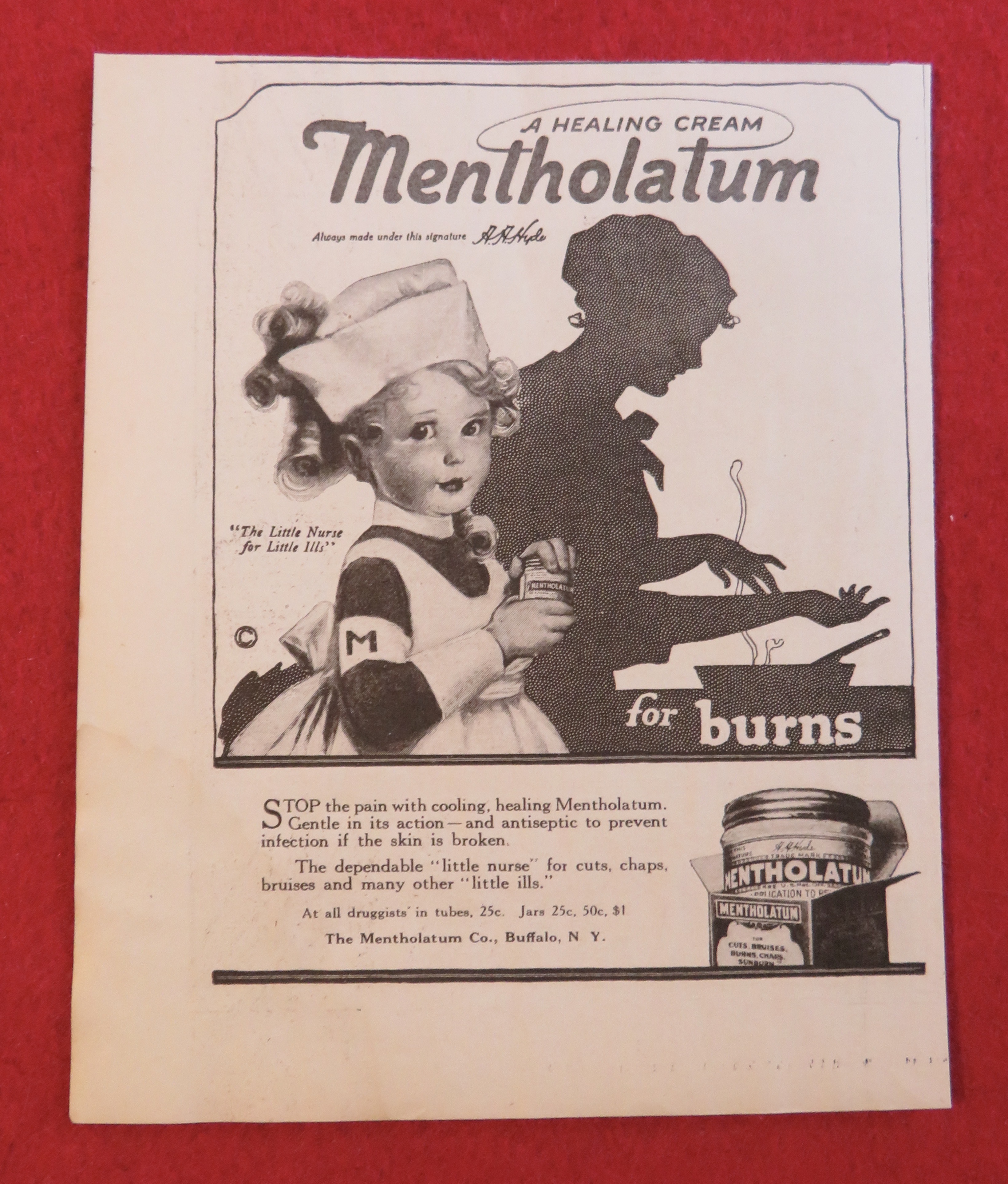 1920 Mentholatum with Little Girl Dressed as a Nurse