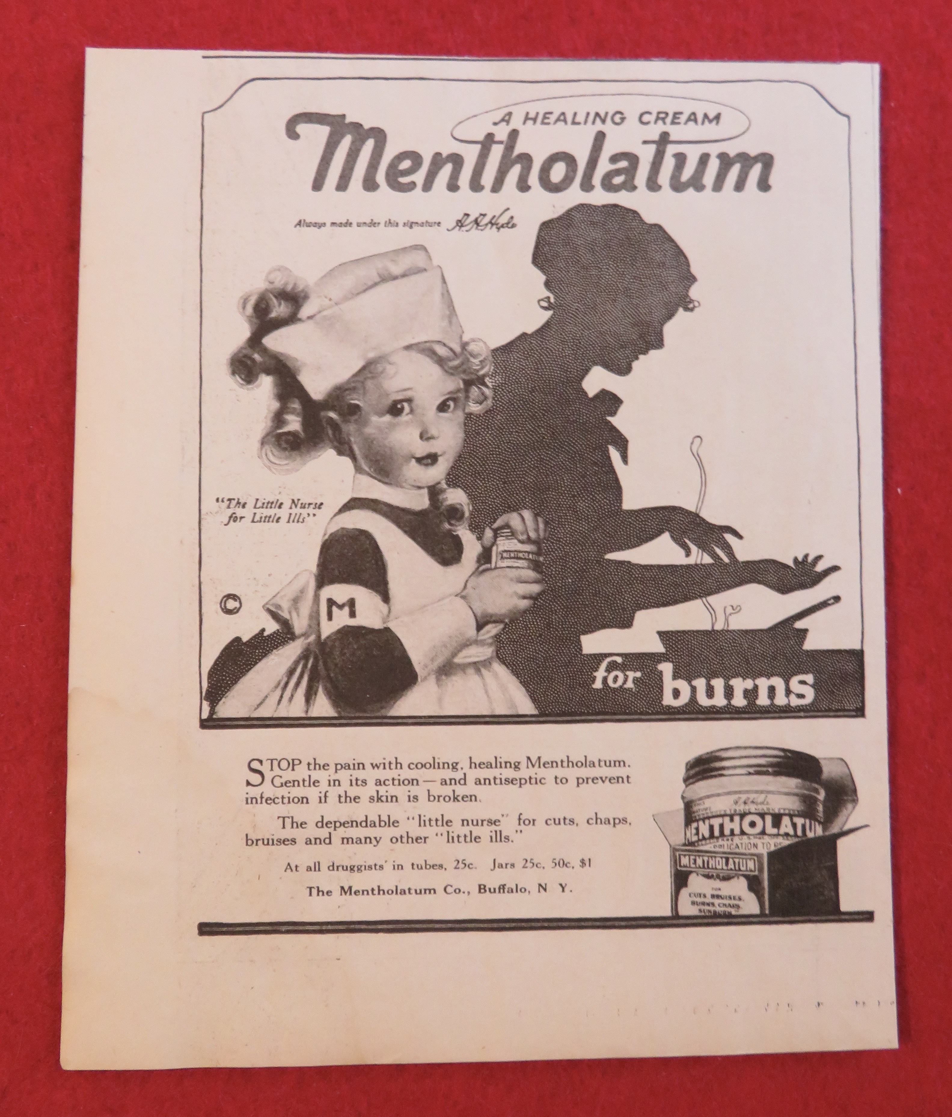 1920 Mentholatum with Little Girl Dressed as a Nurse
