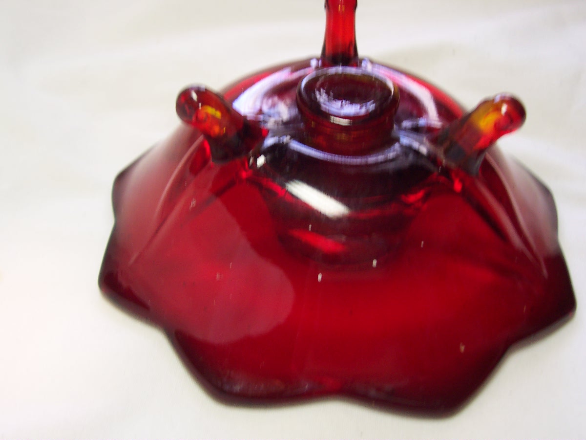 Fenton Lotus Ruby Red Glass Candlestick