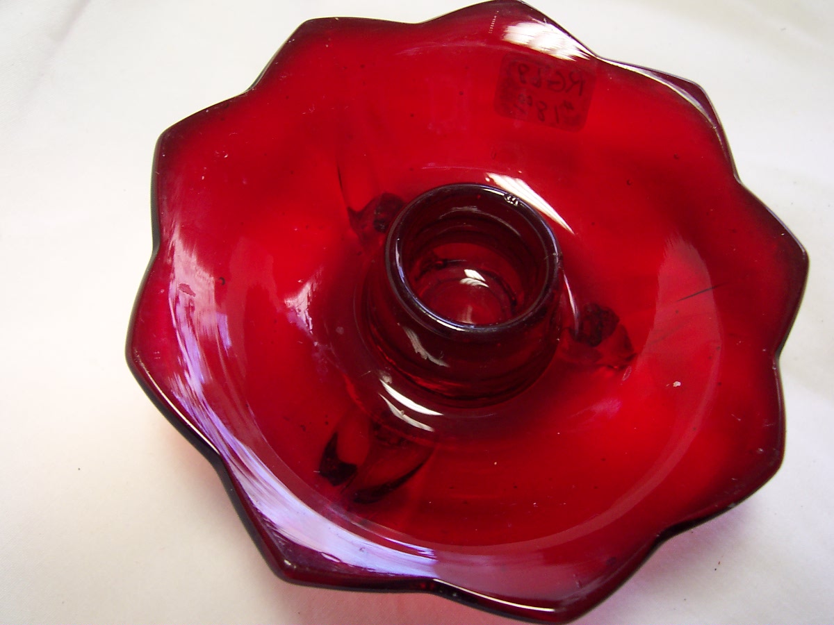 Fenton Lotus Ruby Red Glass Candlestick