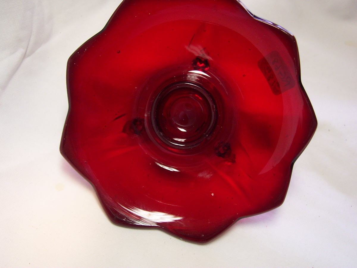 Fenton Lotus Ruby Red Glass Candlestick