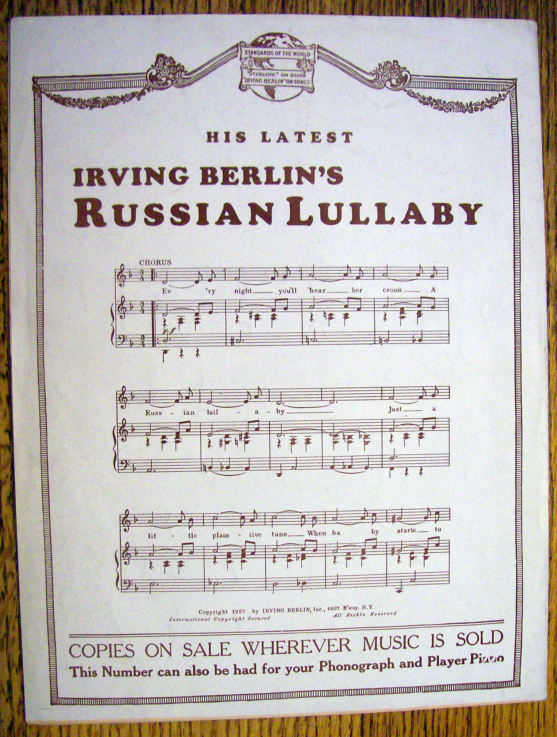 Sheet Music / 1927 Irving Berlin's What Does It Matter