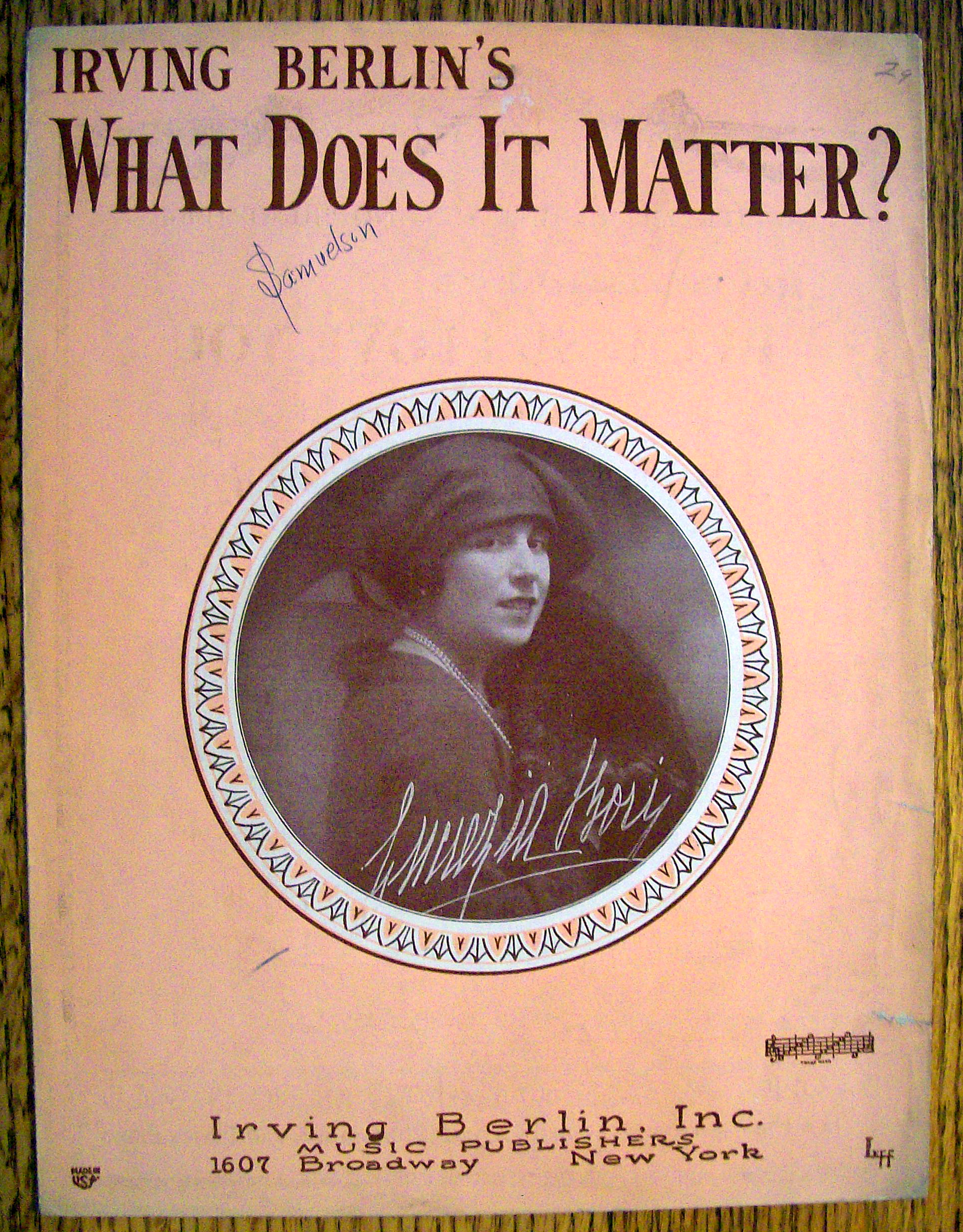 Sheet Music / 1927 Irving Berlin's What Does It Matter