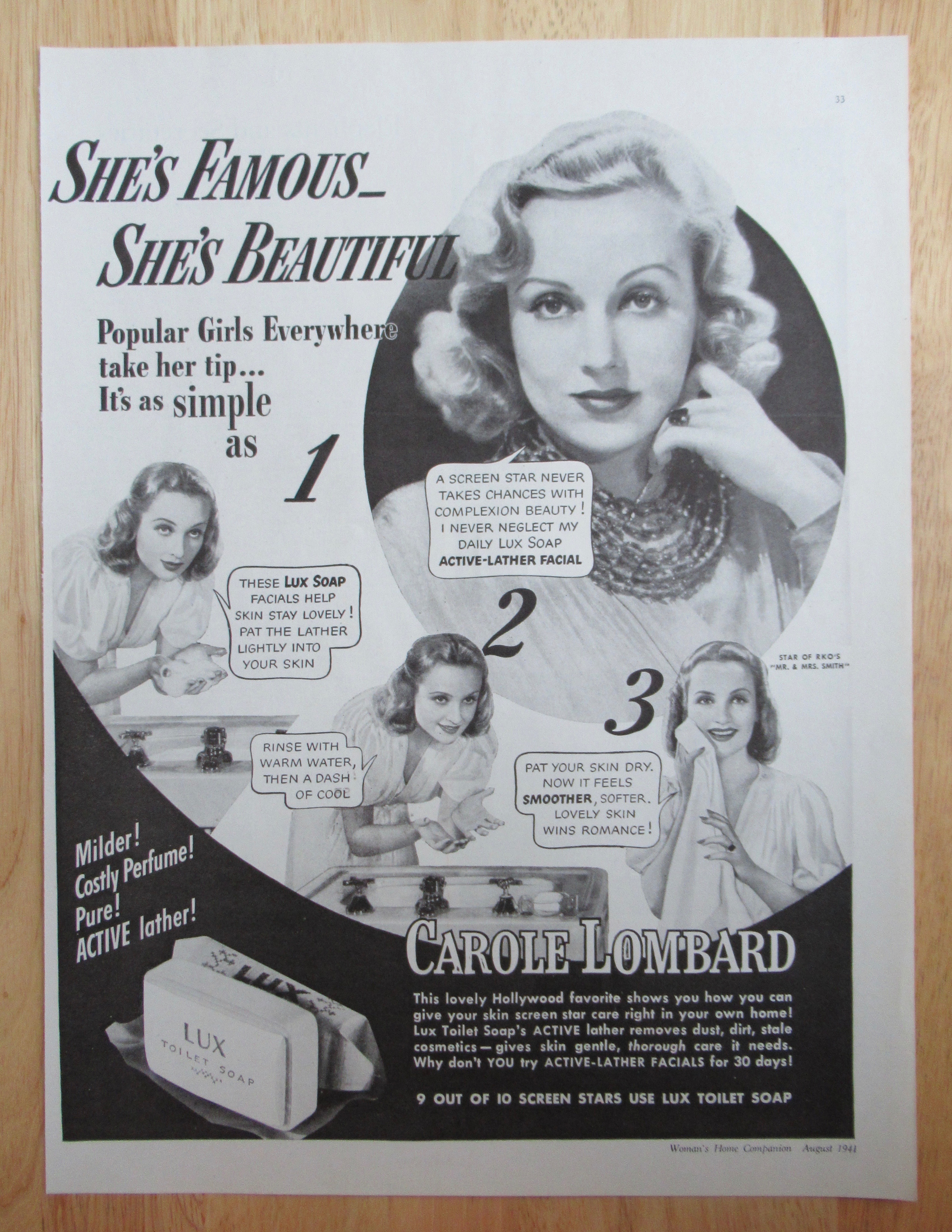 1941 Lux Toilet Soap with Carole Lombard