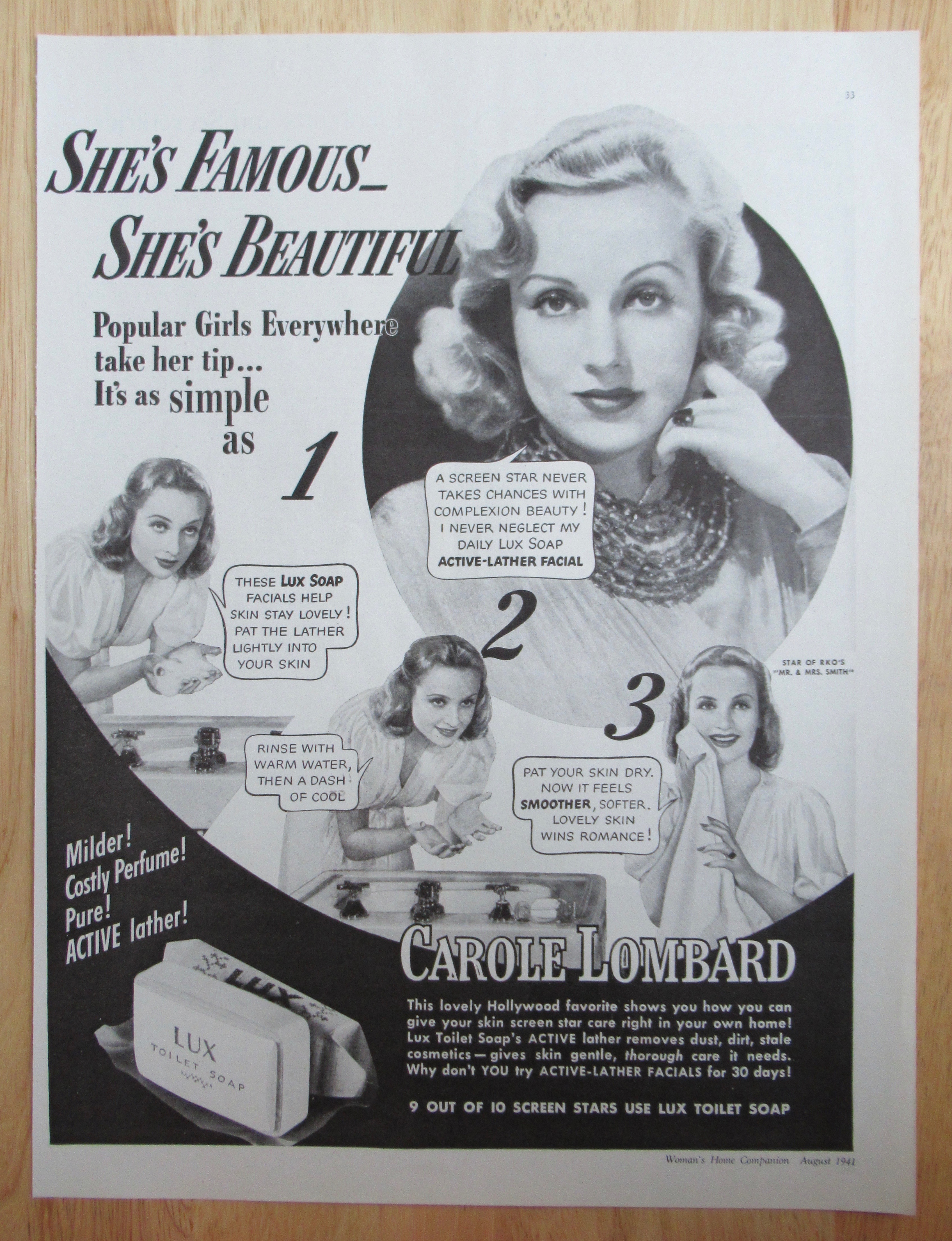 1941 Lux Toilet Soap with Carole Lombard