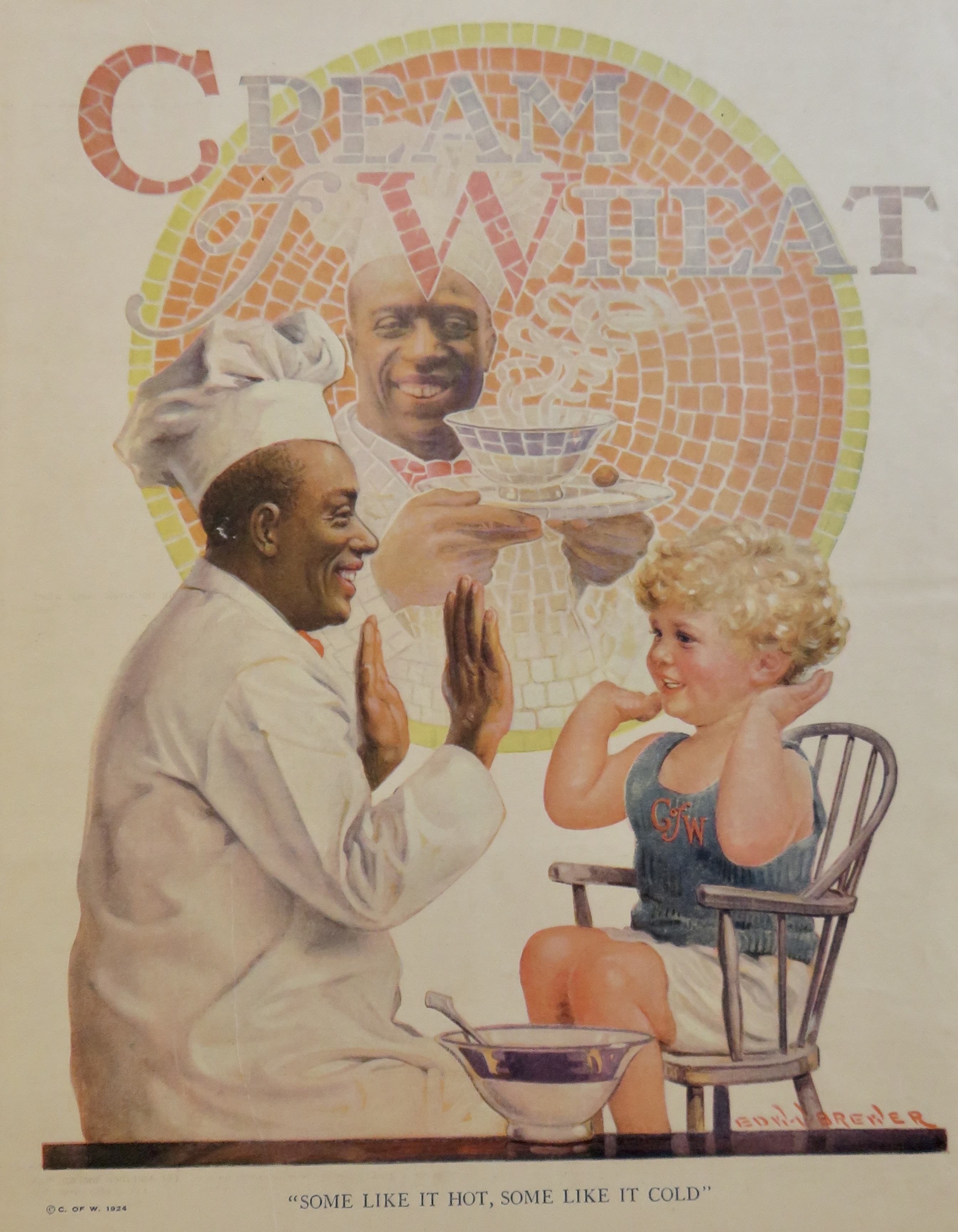 1924 Cream Of Wheat Cereal with Boy Playing Patty Cake
