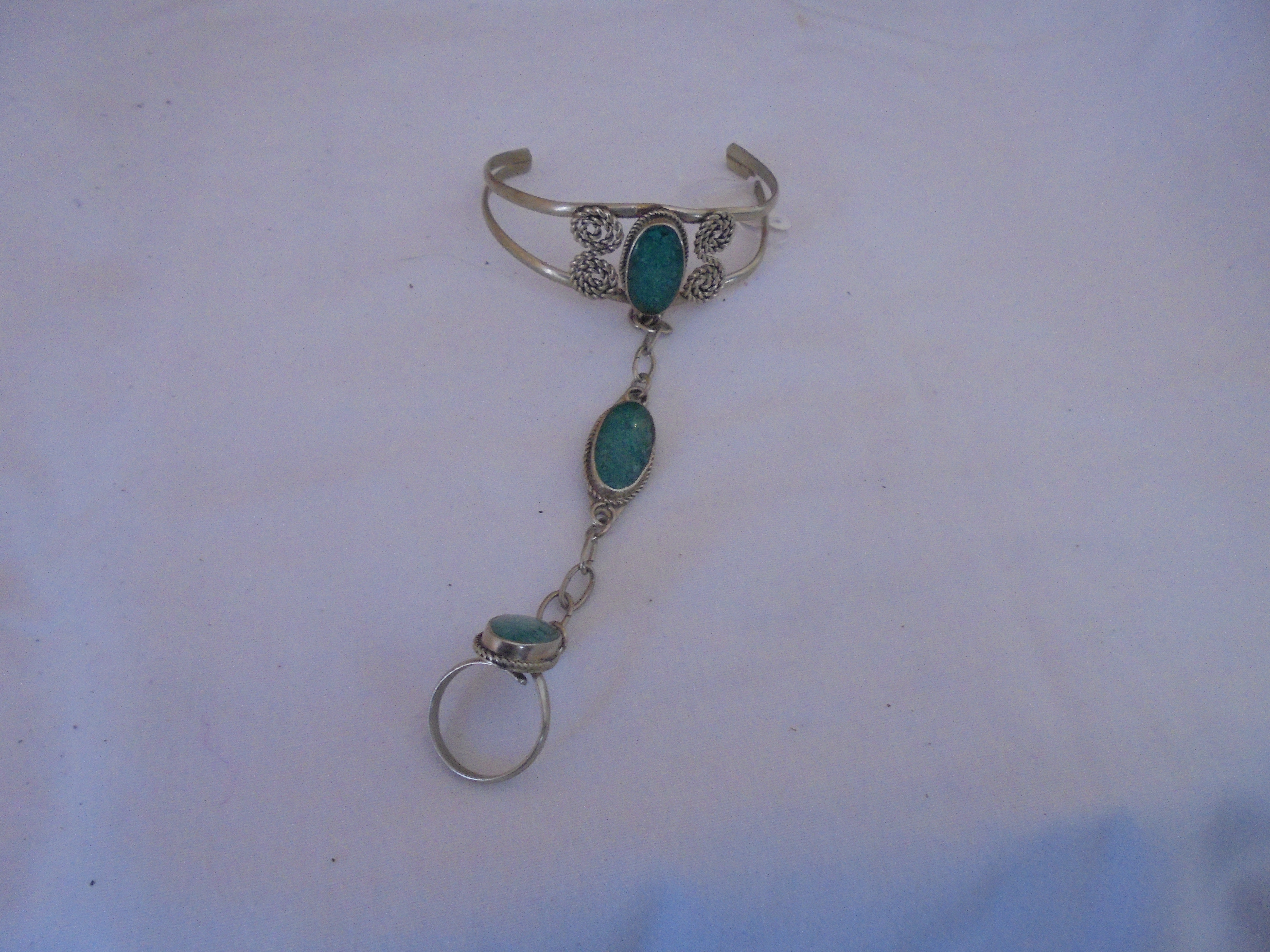 Alpaca Mexico Turquoise Silver Ring Bracelet