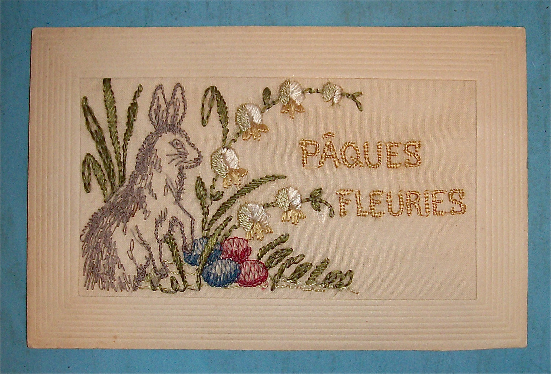 Easter Postcard with Easter Bunny & Eggs