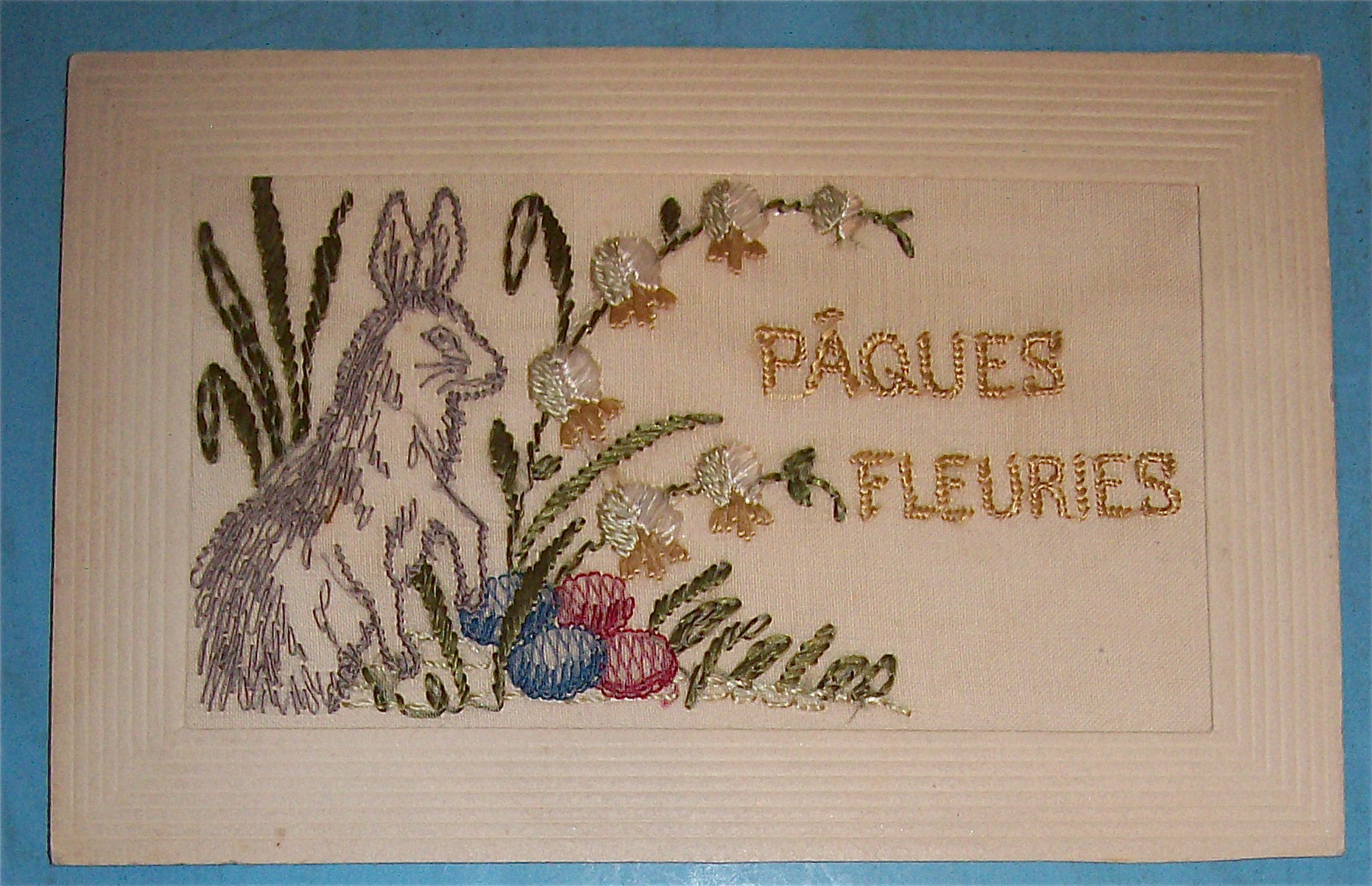 Easter Postcard with Easter Bunny & Eggs