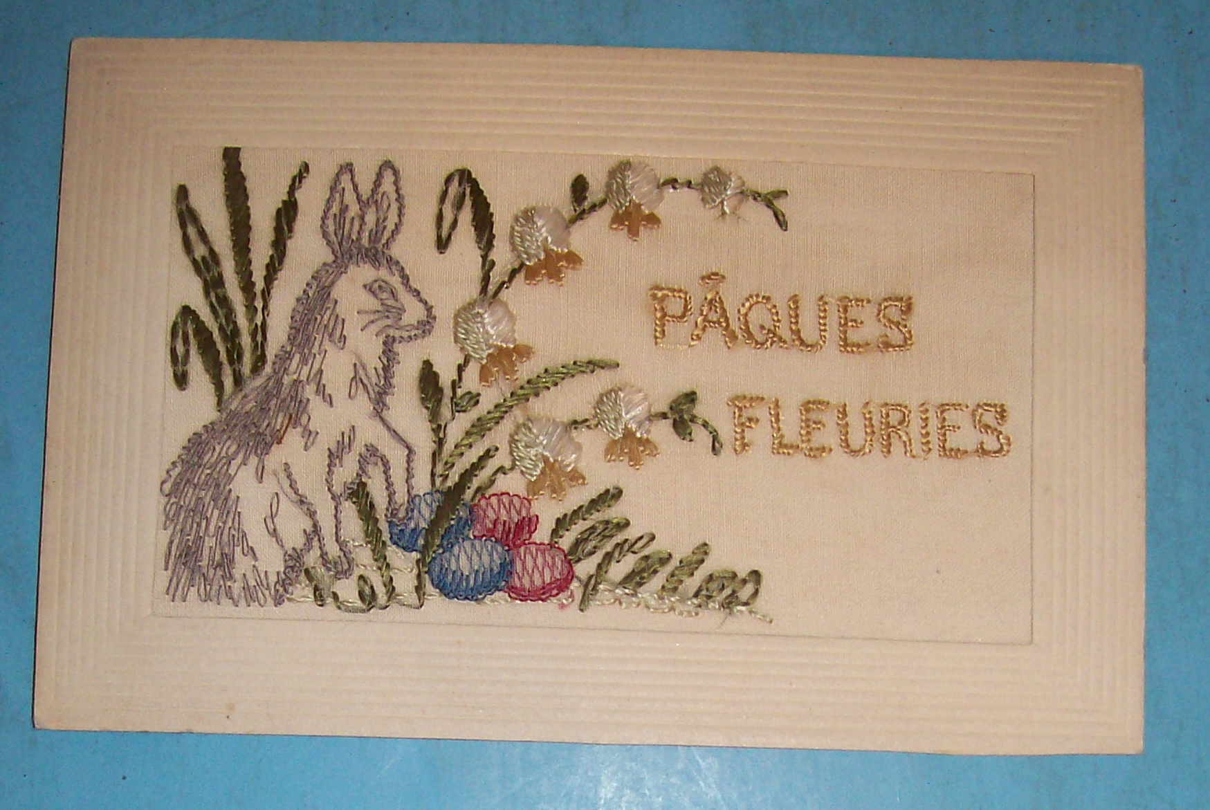 Easter Postcard with Easter Bunny & Eggs