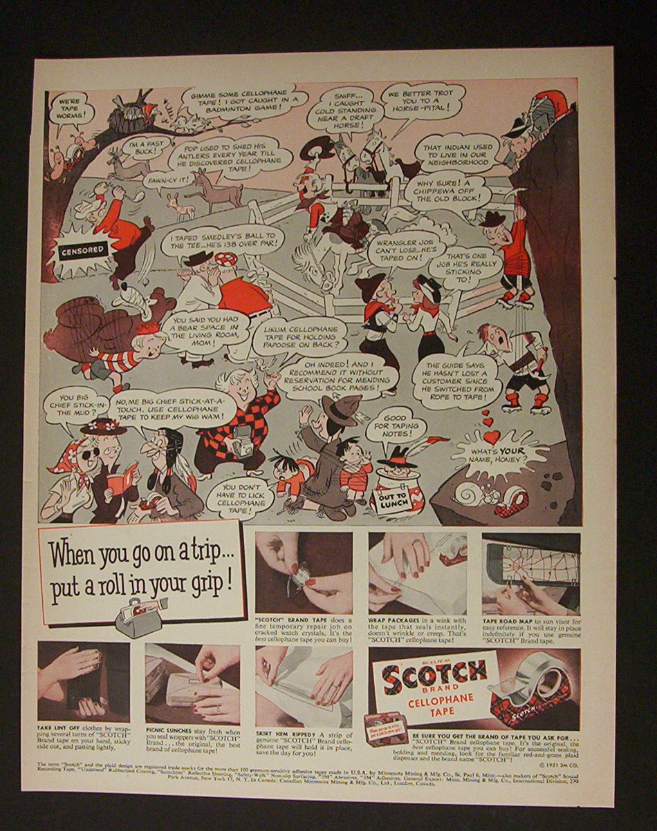 1951 Dual Ad: Scotch Tape & Quinsana