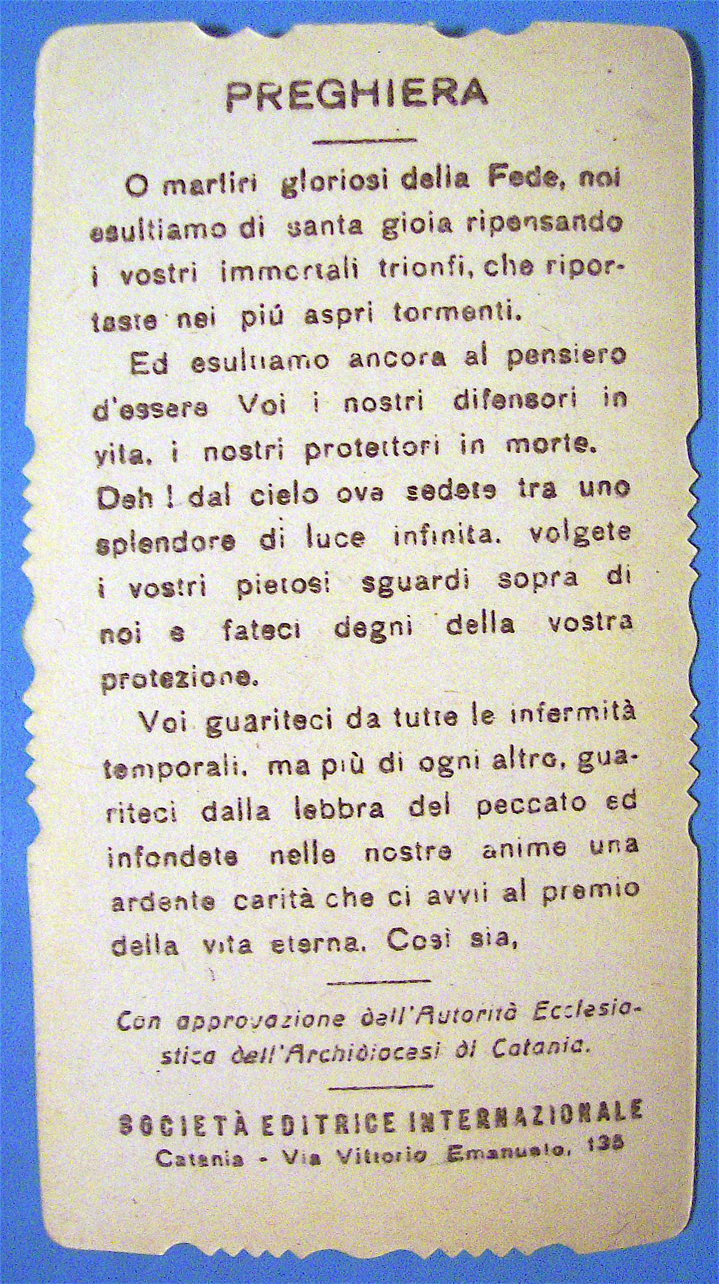 St Alphius Society Prayer Die Cut Card