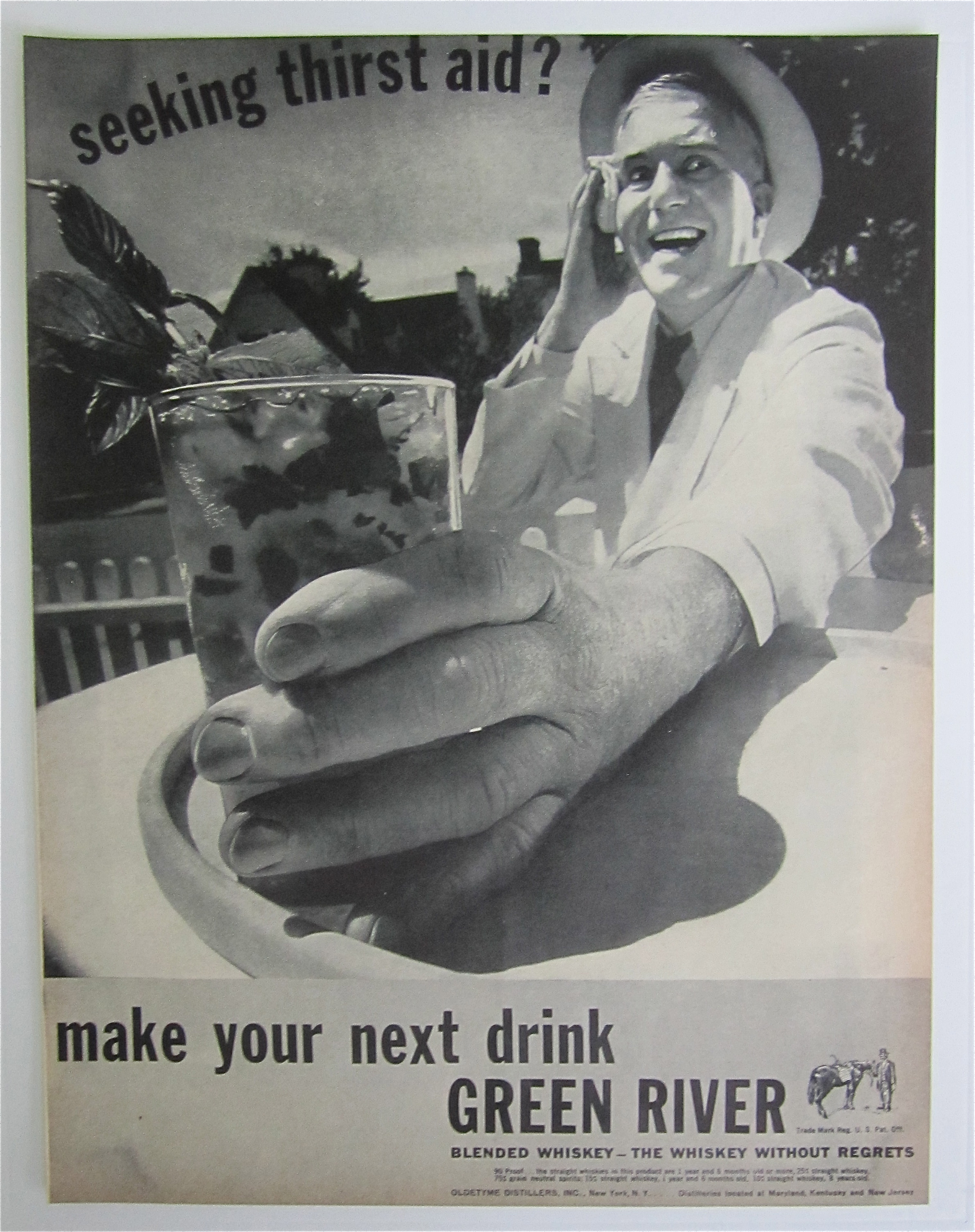 1937 Green River Whiskey with Man Holding A Drink