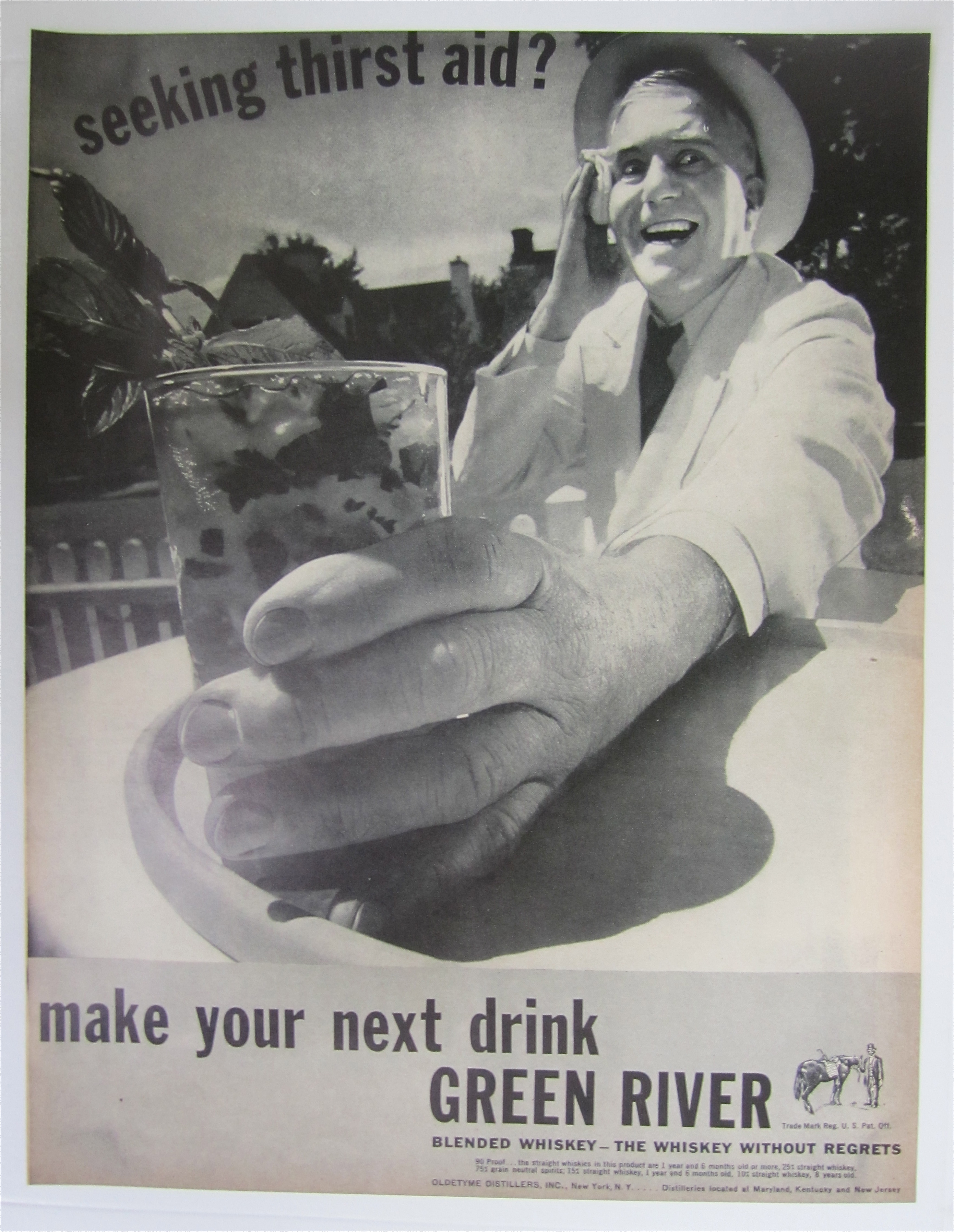 1937 Green River Whiskey with Man Holding A Drink