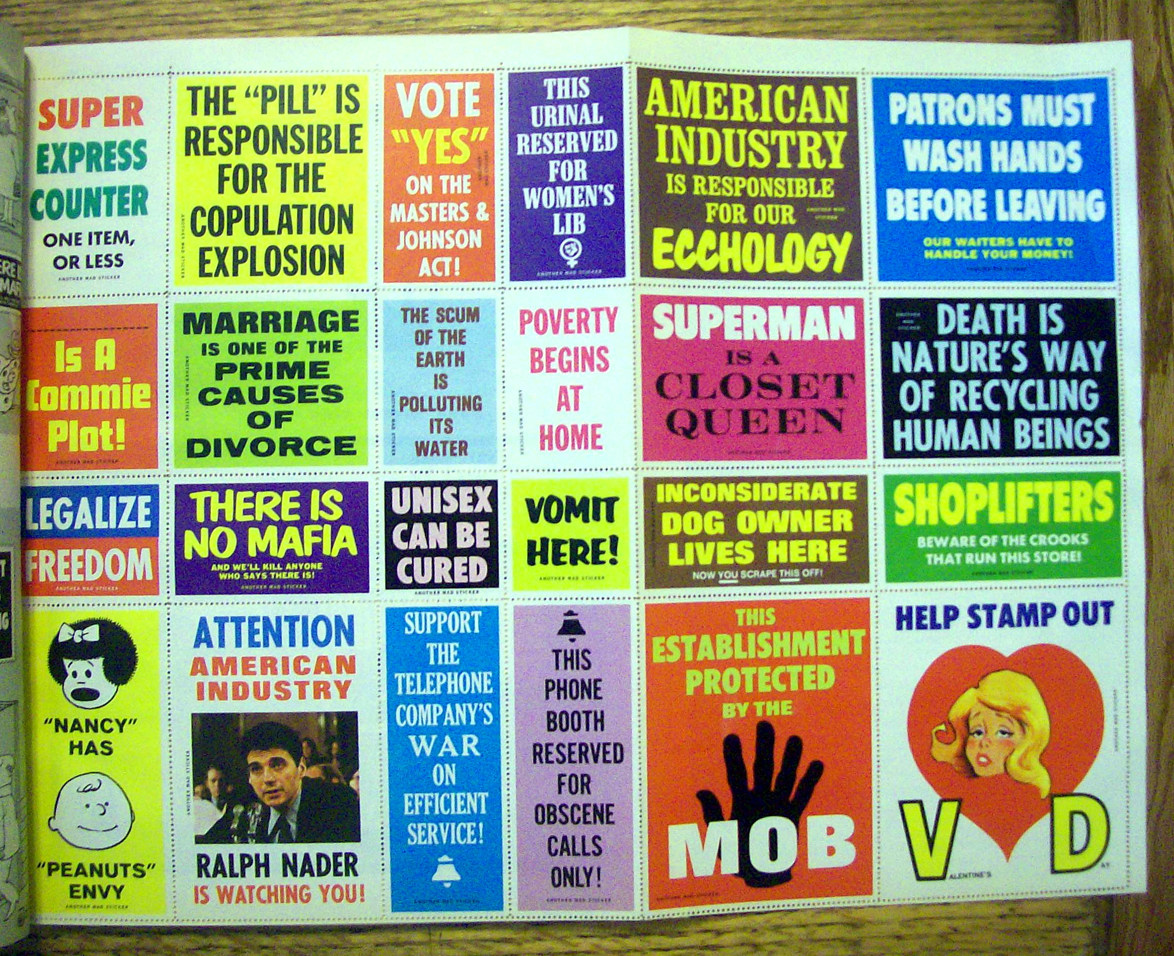 Mad Magazine Special #6 1971 Mad Mischief Stickers